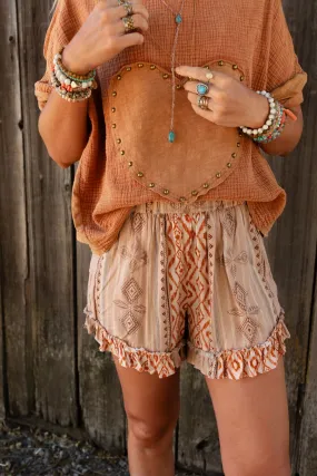 Bridget Printed Shorts - Rust Bridget Printed Shorts - Rust