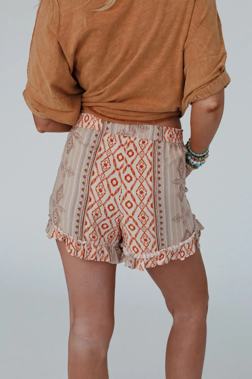 Bridget Printed Shorts - Rust