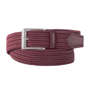 Burgundy Stretch with Brown Leather Trim Belt Burgundy Stretch with Brown Leather Trim Belt