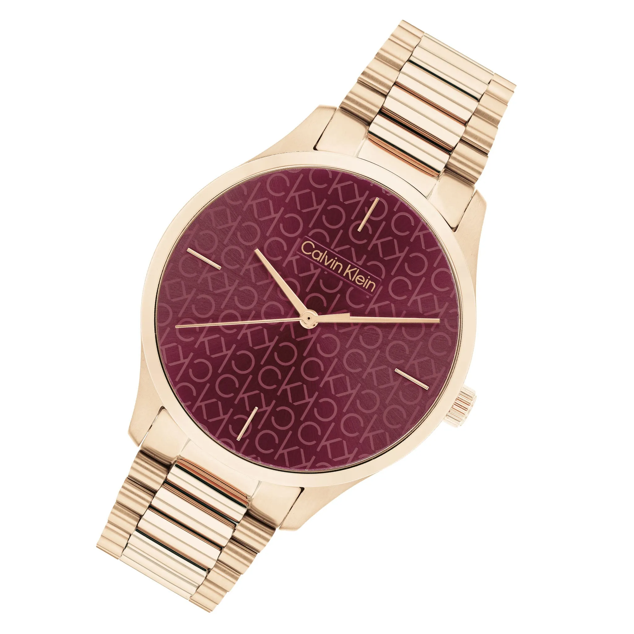 Calvin Klein Carnation Gold Steel Burgundy Dial Unisex Watch - 25200169