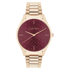Calvin Klein Carnation Gold Steel Burgundy Dial Unisex Watch - 25200169 Calvin Klein Carnation Gold Steel Burgundy Dial Unisex Watch - 25200169