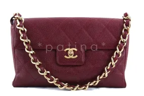 Chanel 10in. Classic Red Caviar Quilted Chunky Chain Flap Bag Chanel 10in. Classic Red Caviar Quilted Chunky Chain Flap Bag