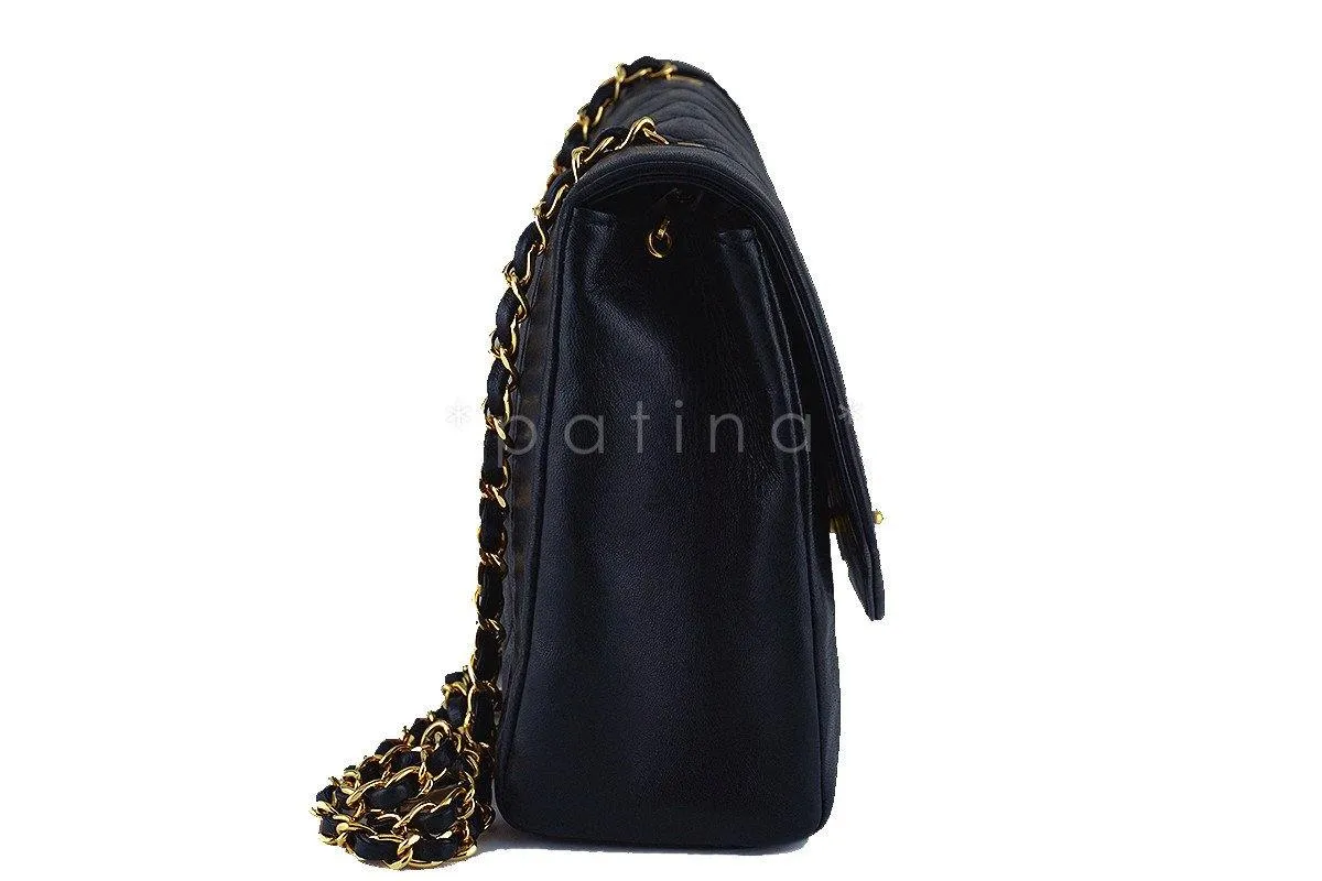 Chanel 11in. Black Vintage Quilted Classic Angled "Diana" Flap Bag