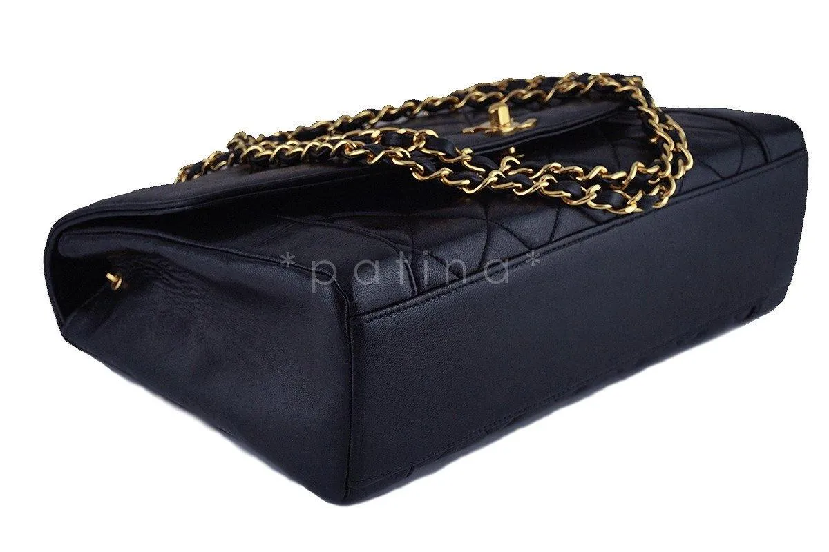 Chanel 11in. Black Vintage Quilted Classic Angled "Diana" Flap Bag