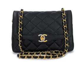 Chanel 1988 Black Two-Tone MiniQuilted Flap Bag 24k GHW Convertible Lambskin Chanel 1988 Black Two-Tone MiniQuilted Flap Bag 24k GHW Convertible Lambskin