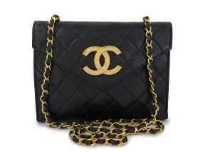 Chanel 1988 Vintage Black Giant CC Mini Envelope Flap Bag 24k GHW Lambskin Chanel 1988 Vintage Black Giant CC Mini Envelope Flap Bag 24k GHW Lambskin