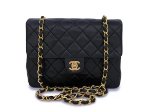 Chanel 1989 Vintage Black 20cm Classic Mini Flap Bag 24k GHW Chanel 1989 Vintage Black 20cm Classic Mini Flap Bag 24k GHW