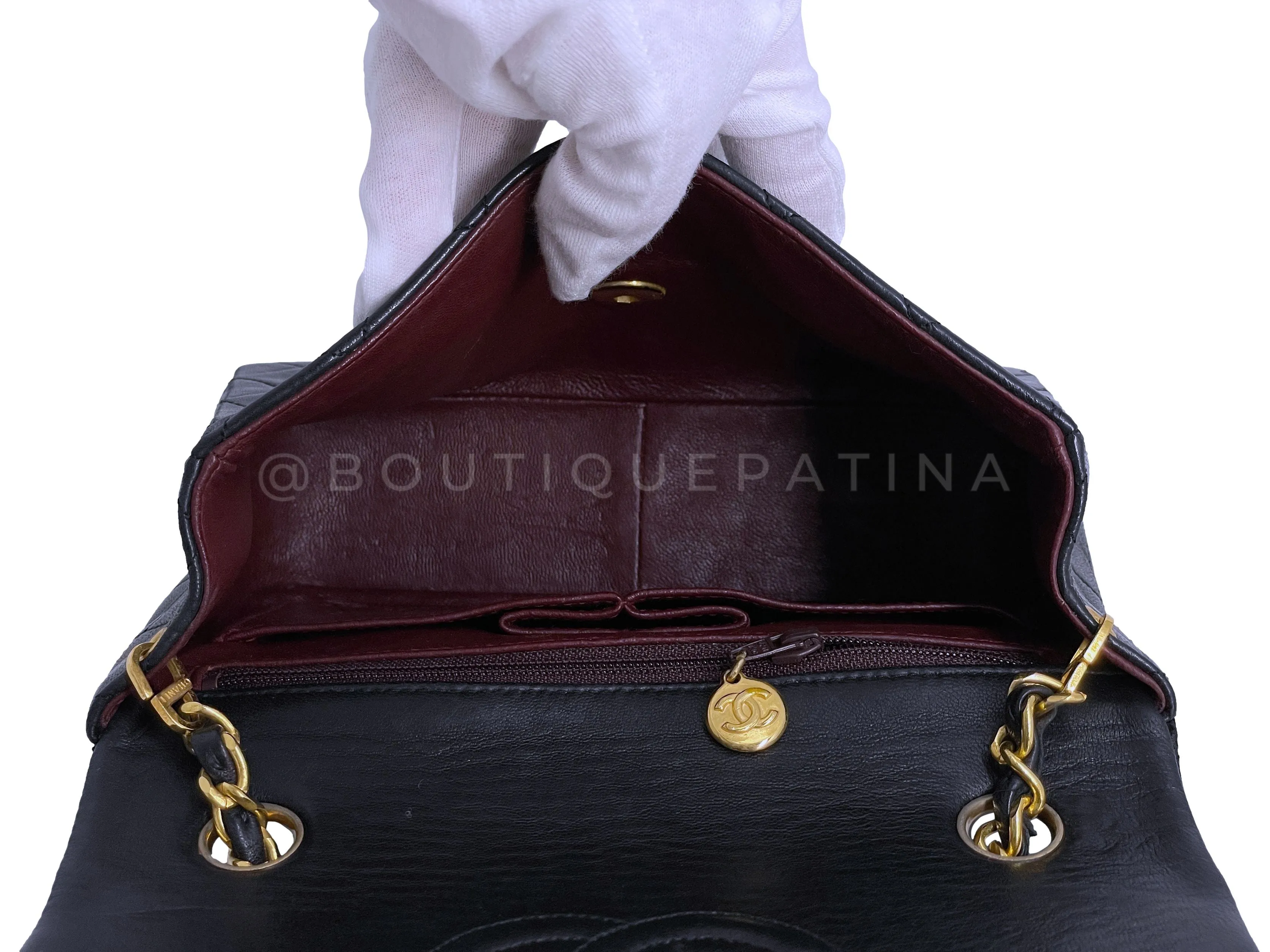 Chanel 1989 Vintage Black 20cm Classic Mini Flap Bag 24k GHW