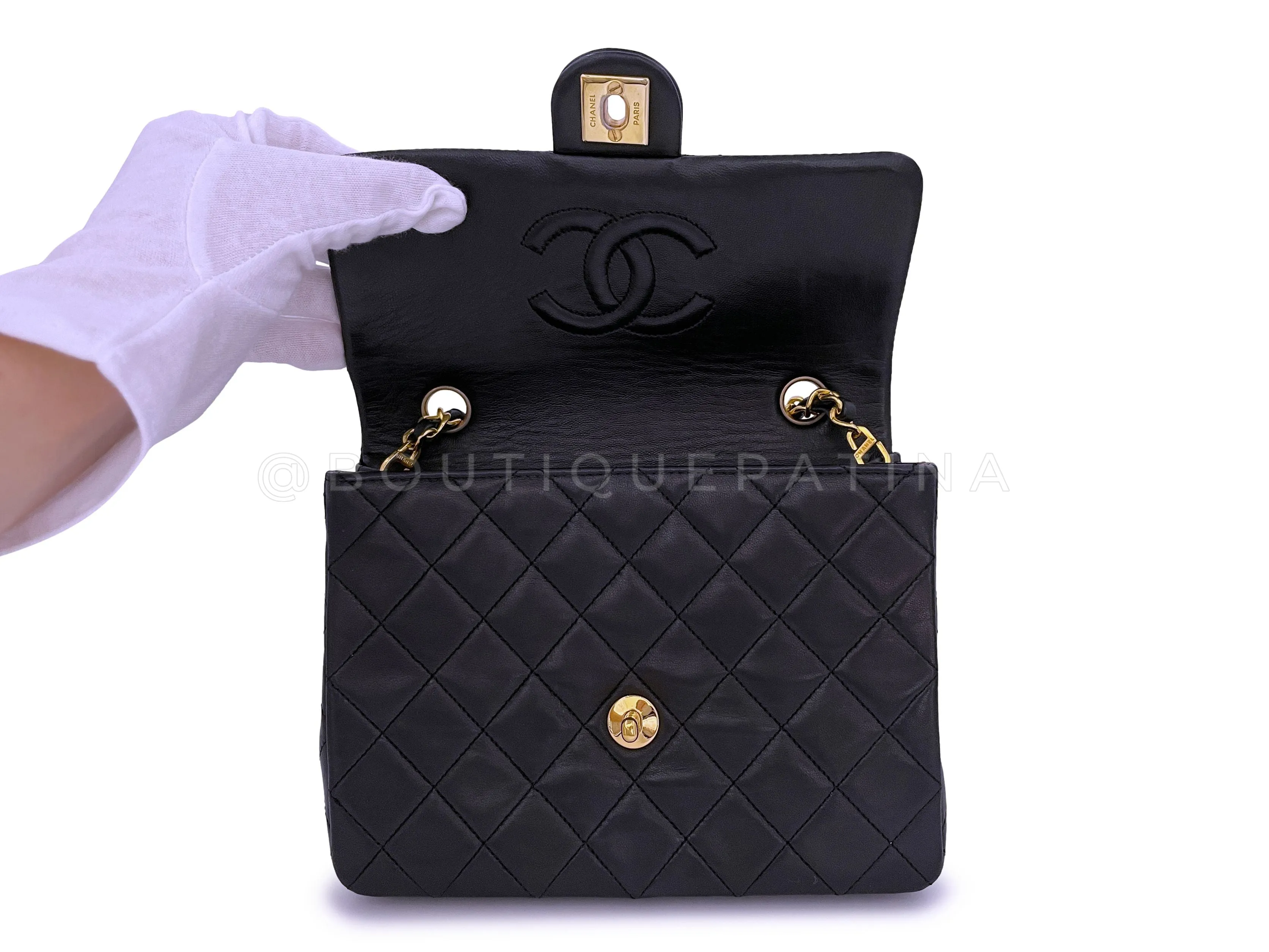 Chanel 1989 Vintage Black 20cm Classic Mini Flap Bag 24k GHW
