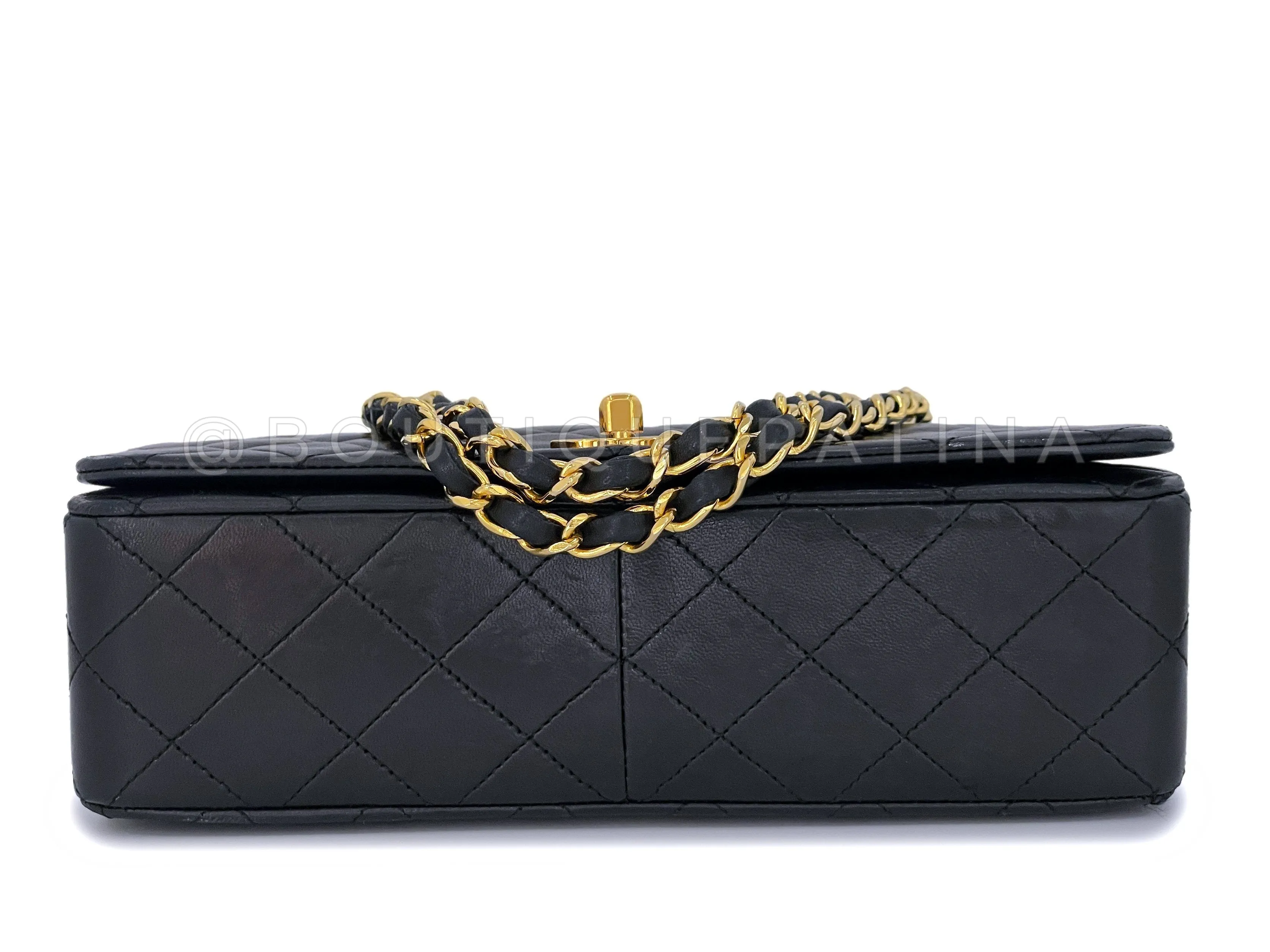 Chanel 1989 Vintage Black Full Flap Bag 24k GHW Lambskin