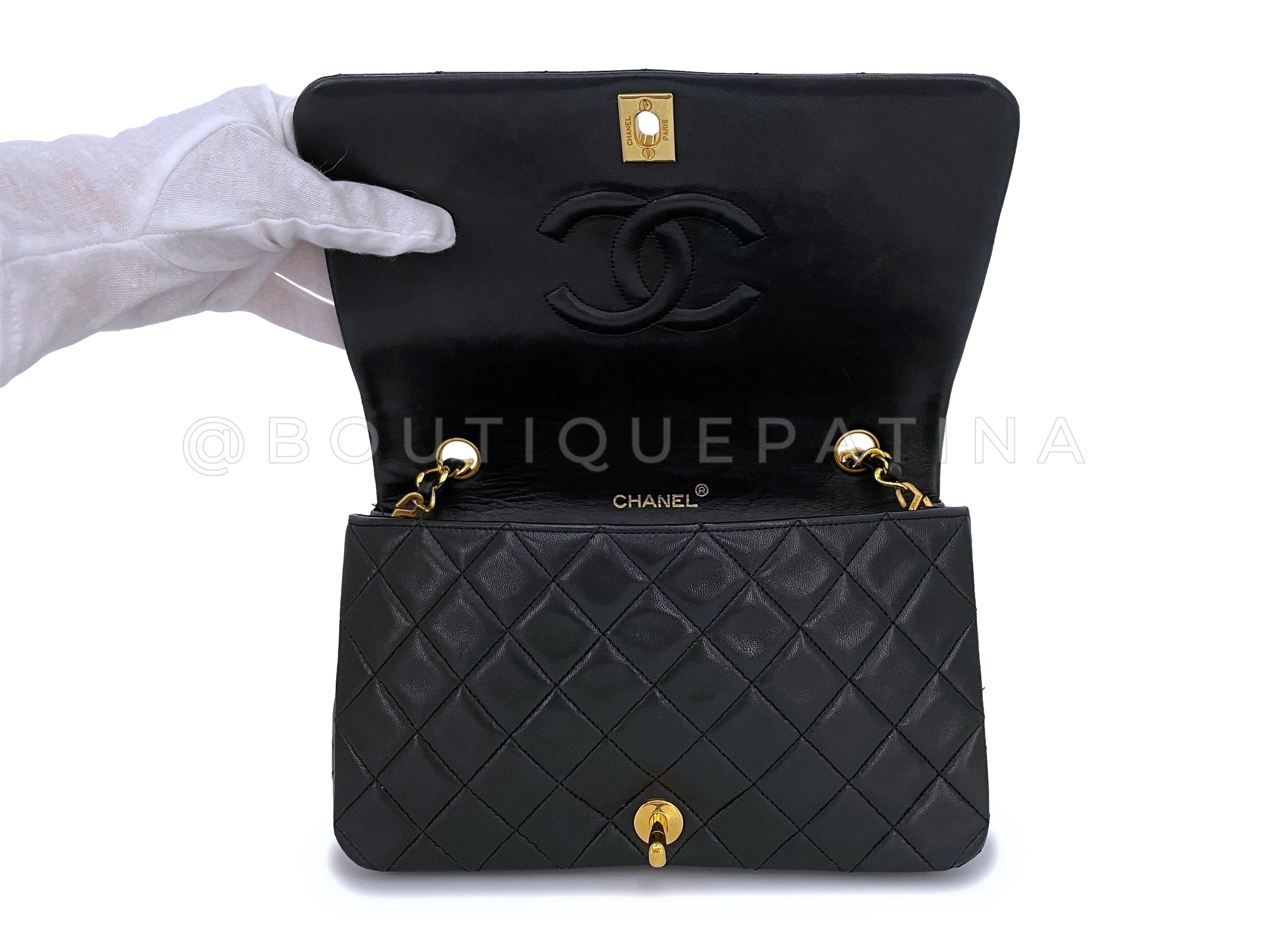 Chanel 1989 Vintage Black Full Flap Bag 24k GHW Lambskin
