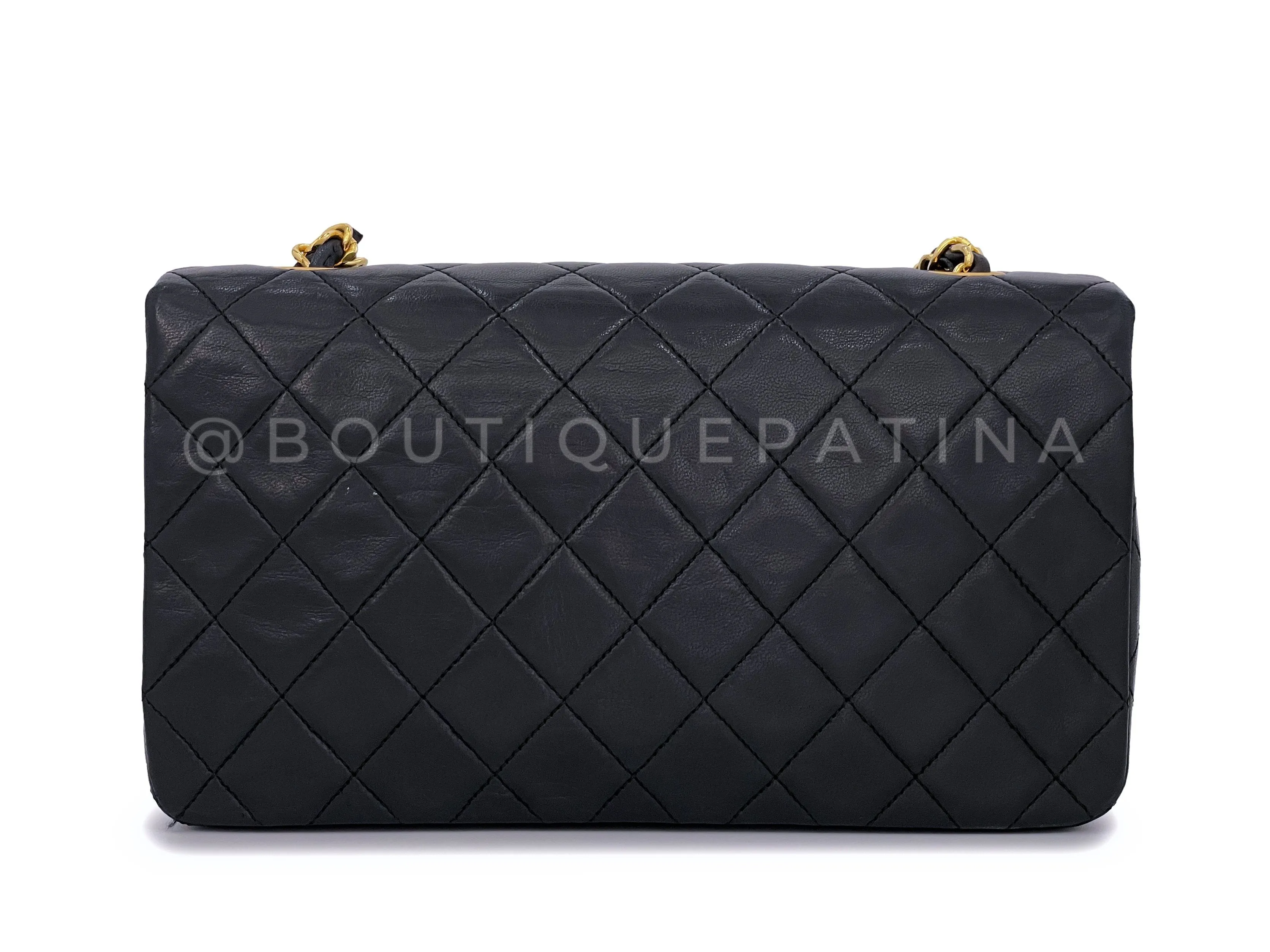 Chanel 1989 Vintage Black Full Flap Bag 24k GHW Lambskin