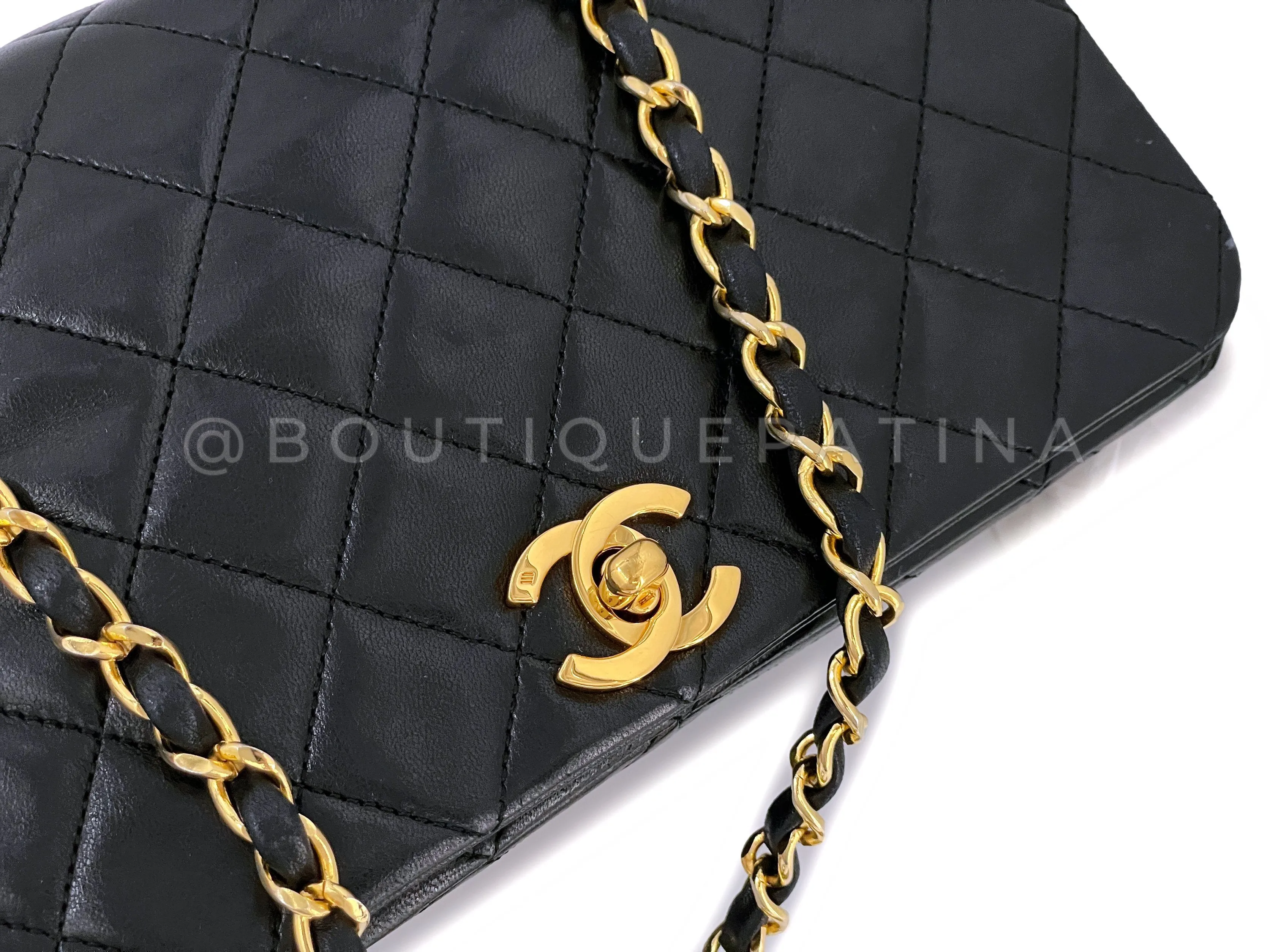 Chanel 1989 Vintage Black Full Flap Bag 24k GHW Lambskin