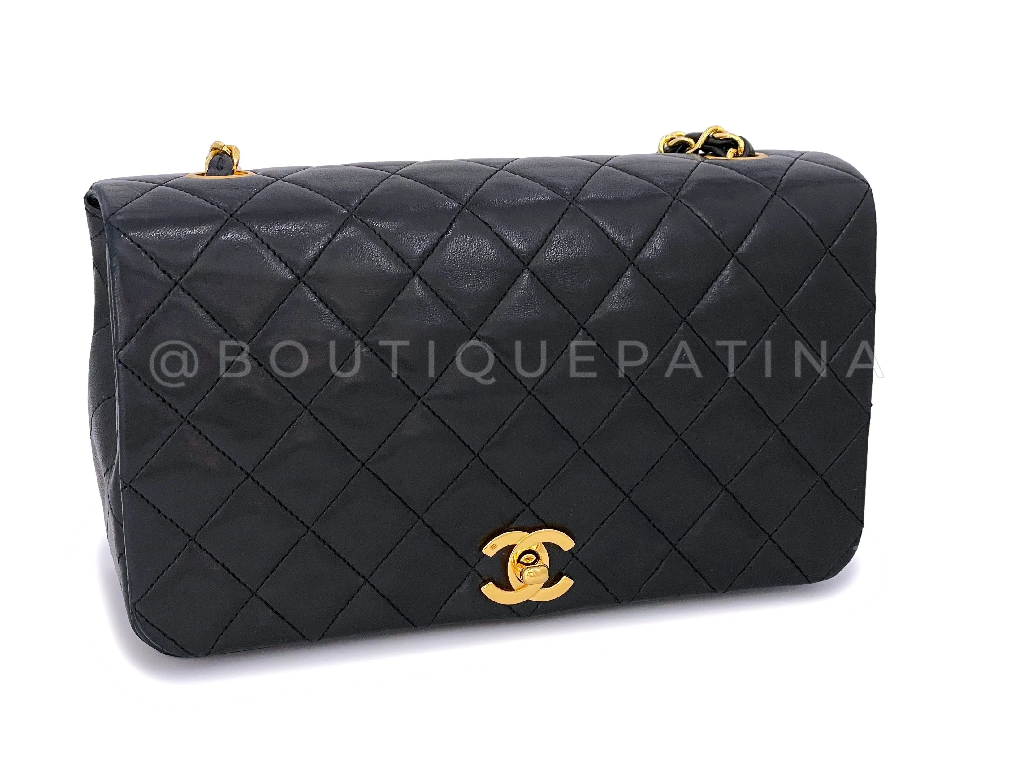 Chanel 1989 Vintage Black Full Flap Bag 24k GHW Lambskin