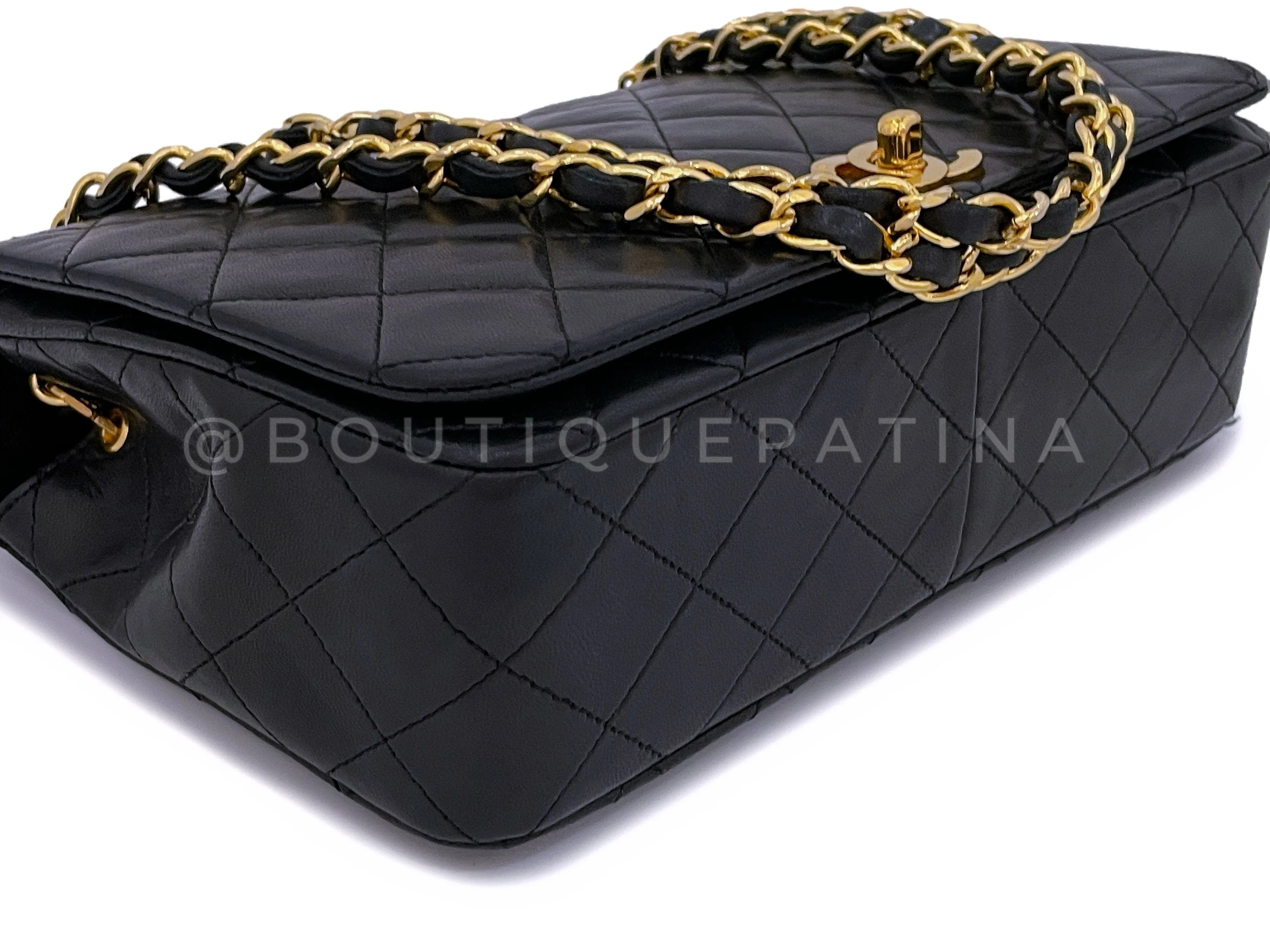 Chanel 1989 Vintage Black Full Flap Bag 24k GHW Lambskin