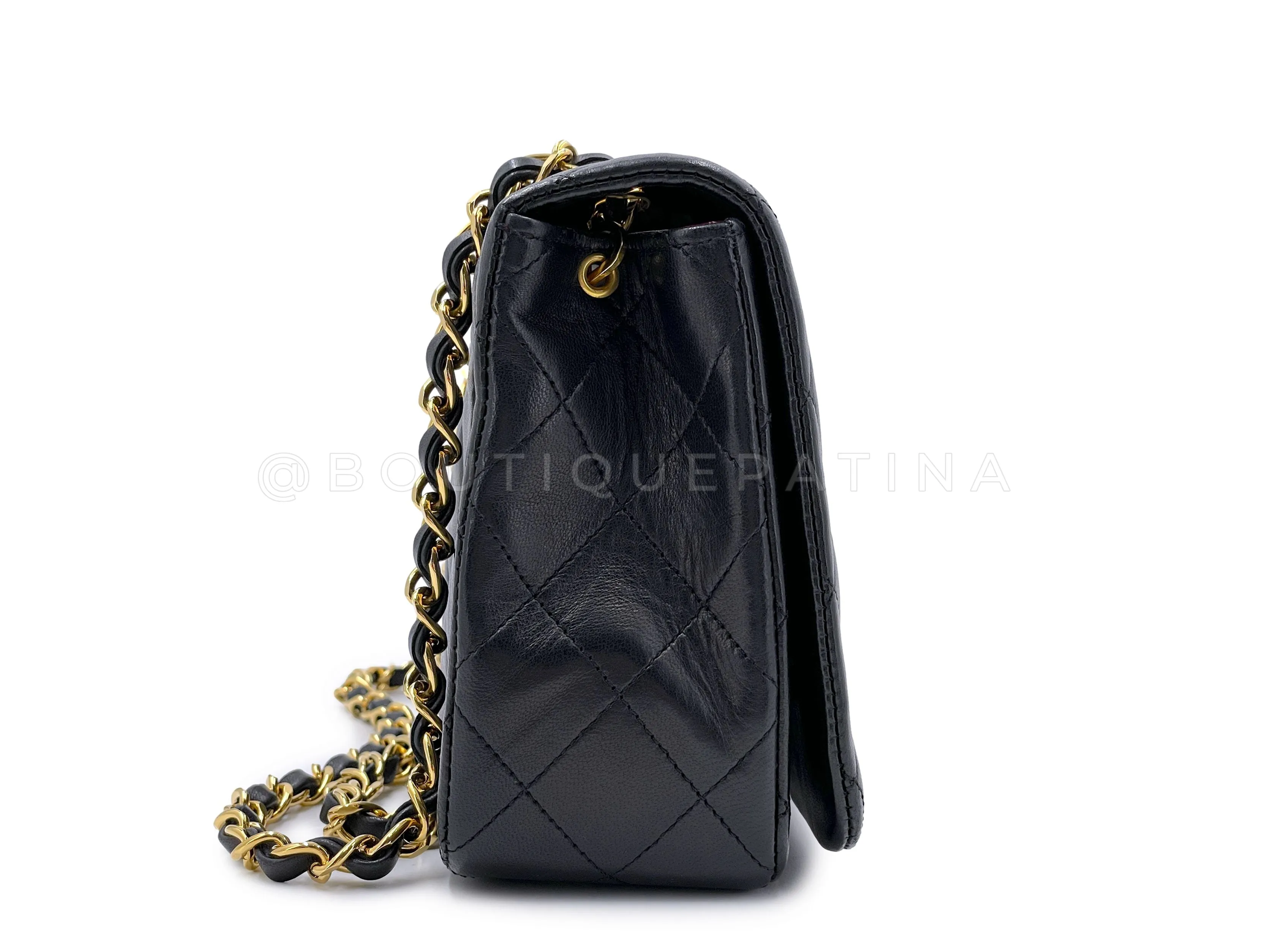 Chanel 1989 Vintage Black Full Flap Quilted Shoulder Bag 24k GHW Lambskin