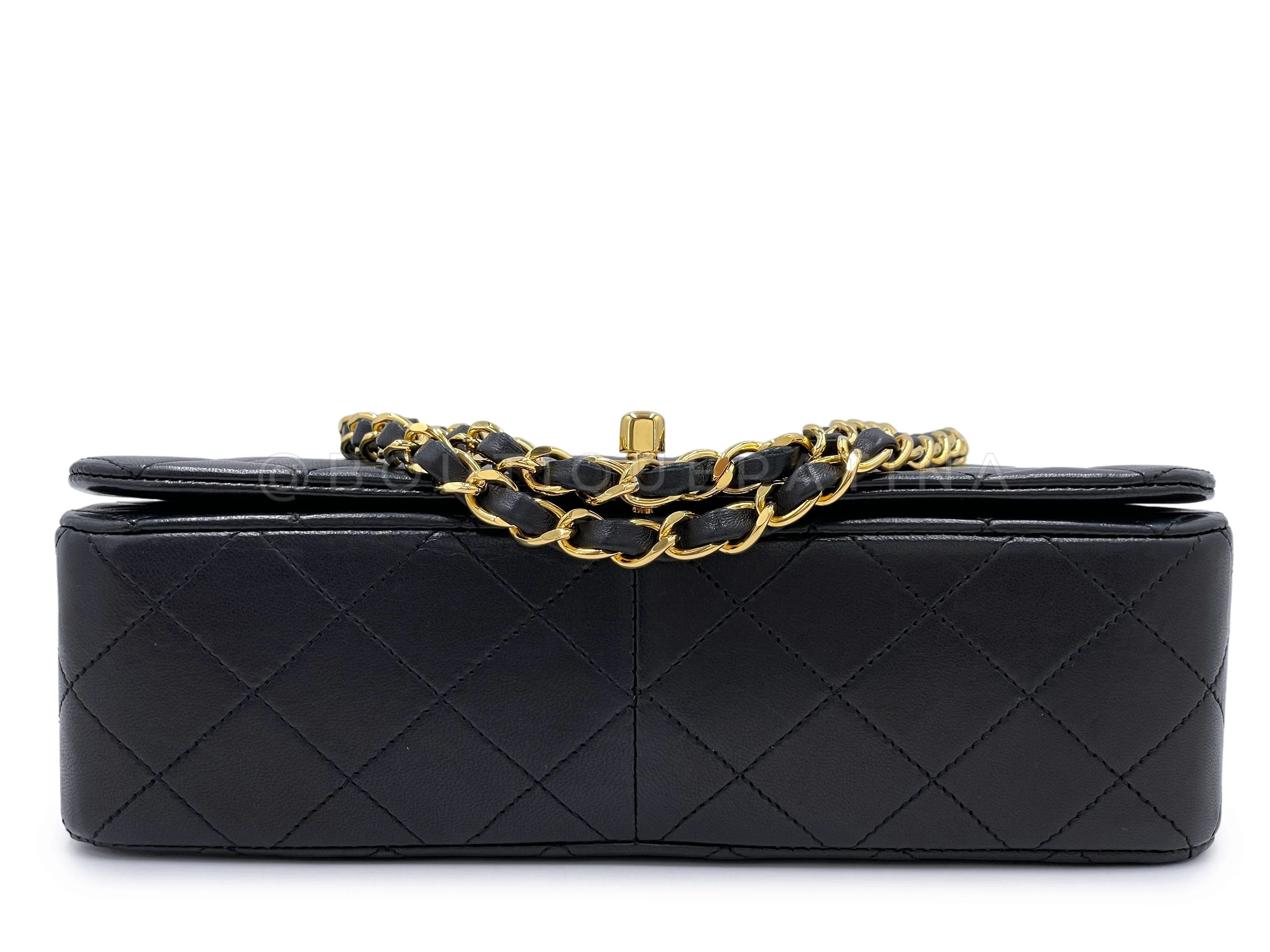 Chanel 1989 Vintage Black Full Flap Quilted Shoulder Bag 24k GHW Lambskin
