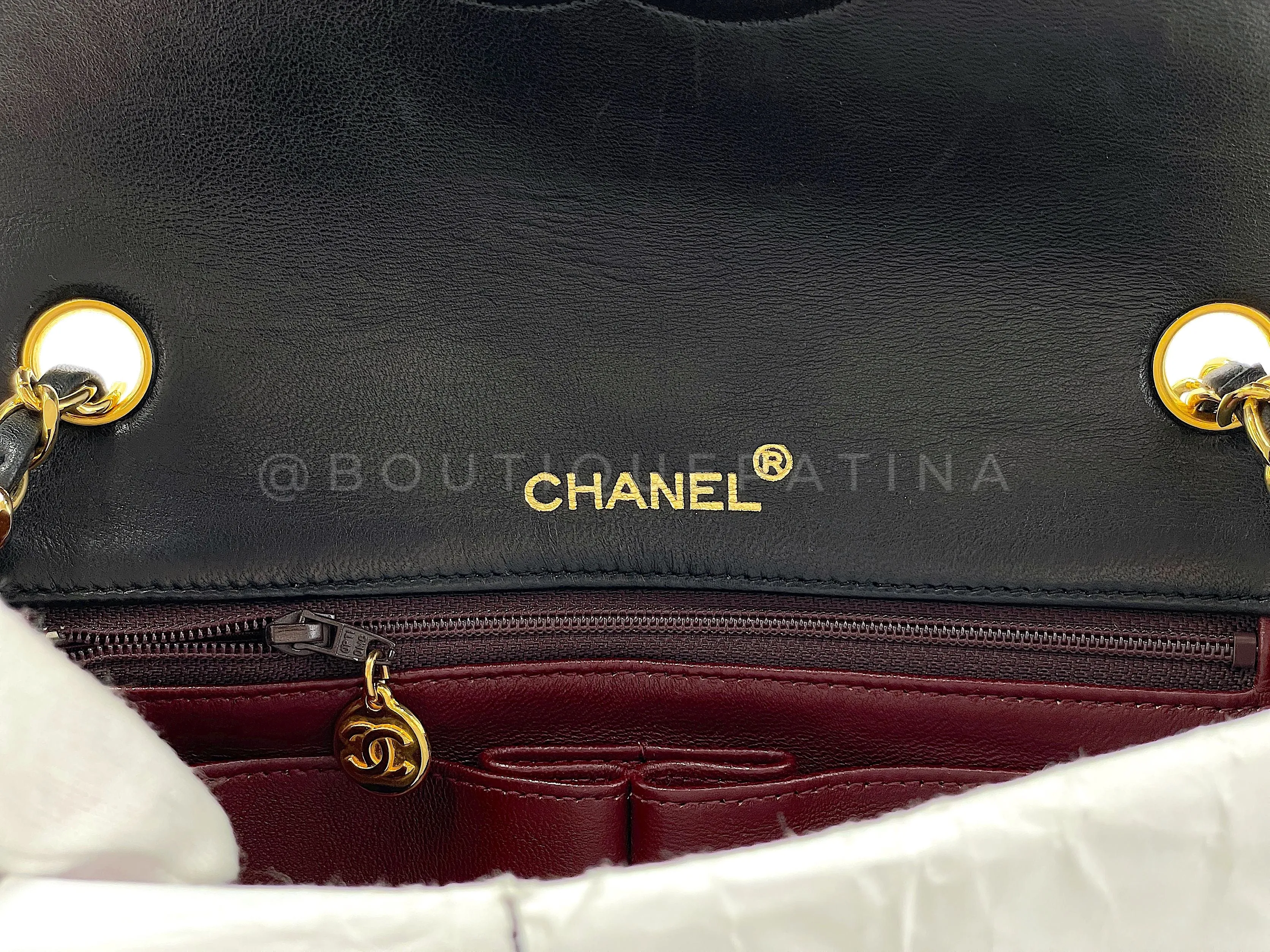 Chanel 1989 Vintage Black Full Flap Quilted Shoulder Bag 24k GHW Lambskin