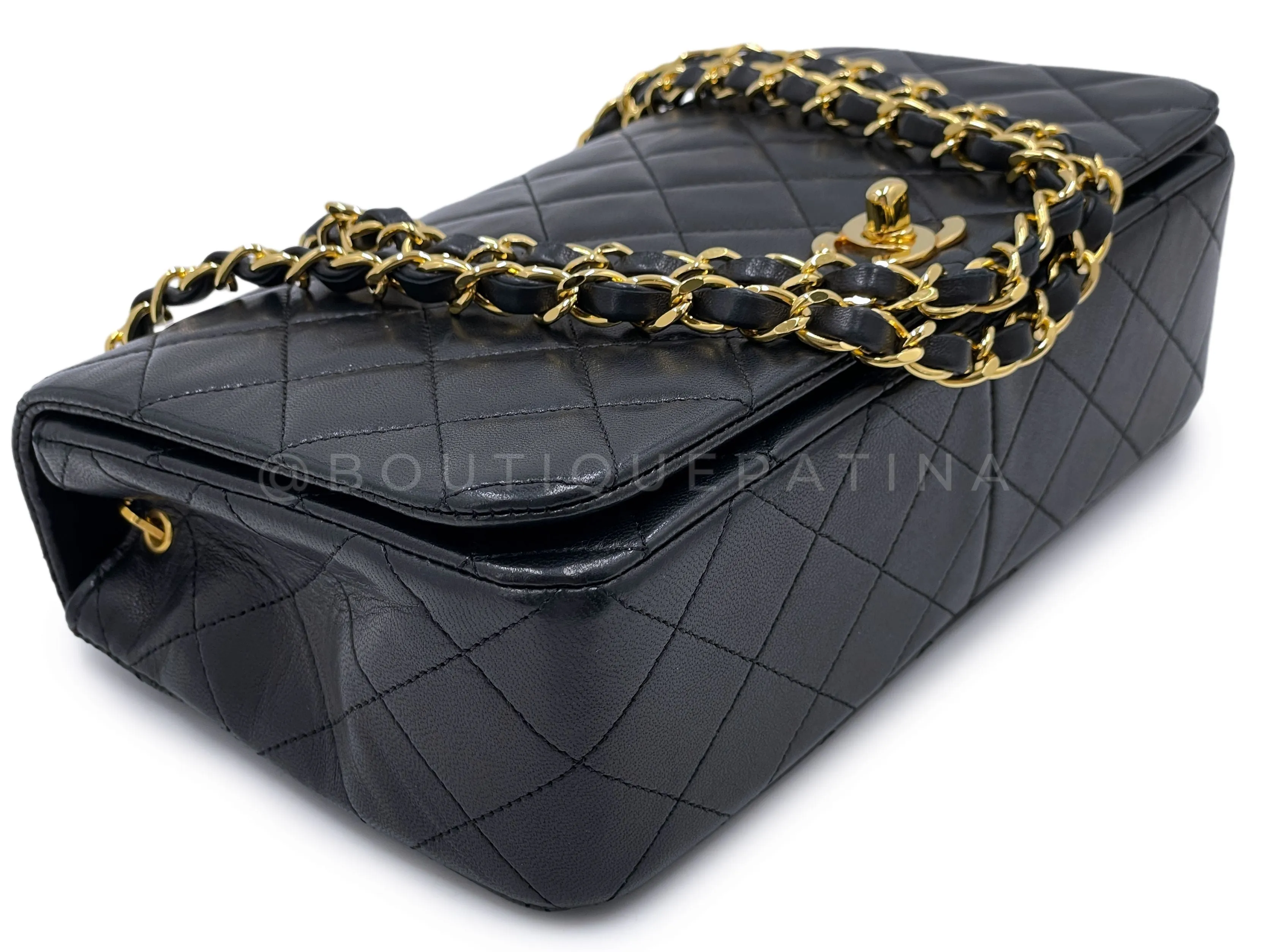 Chanel 1989 Vintage Black Full Flap Quilted Shoulder Bag 24k GHW Lambskin