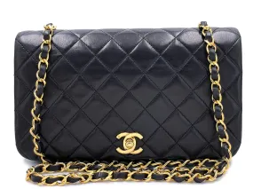Chanel 1989 Vintage Black Full Flap Quilted Shoulder Bag 24k GHW Lambskin Chanel 1989 Vintage Black Full Flap Quilted Shoulder Bag 24k GHW Lambskin