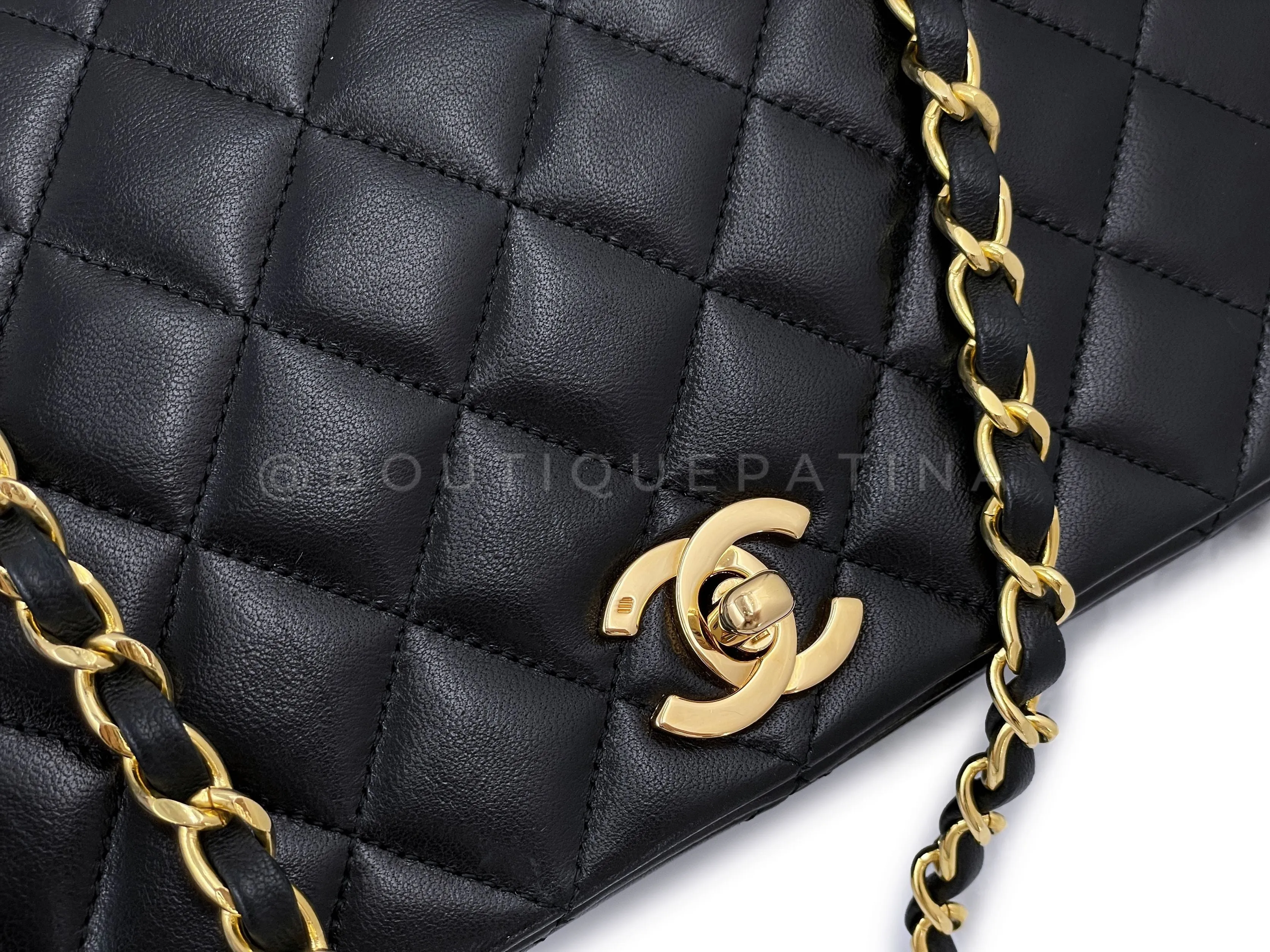 Chanel 1989 Vintage Black Lambskin Full Flap Bag 24k GHW