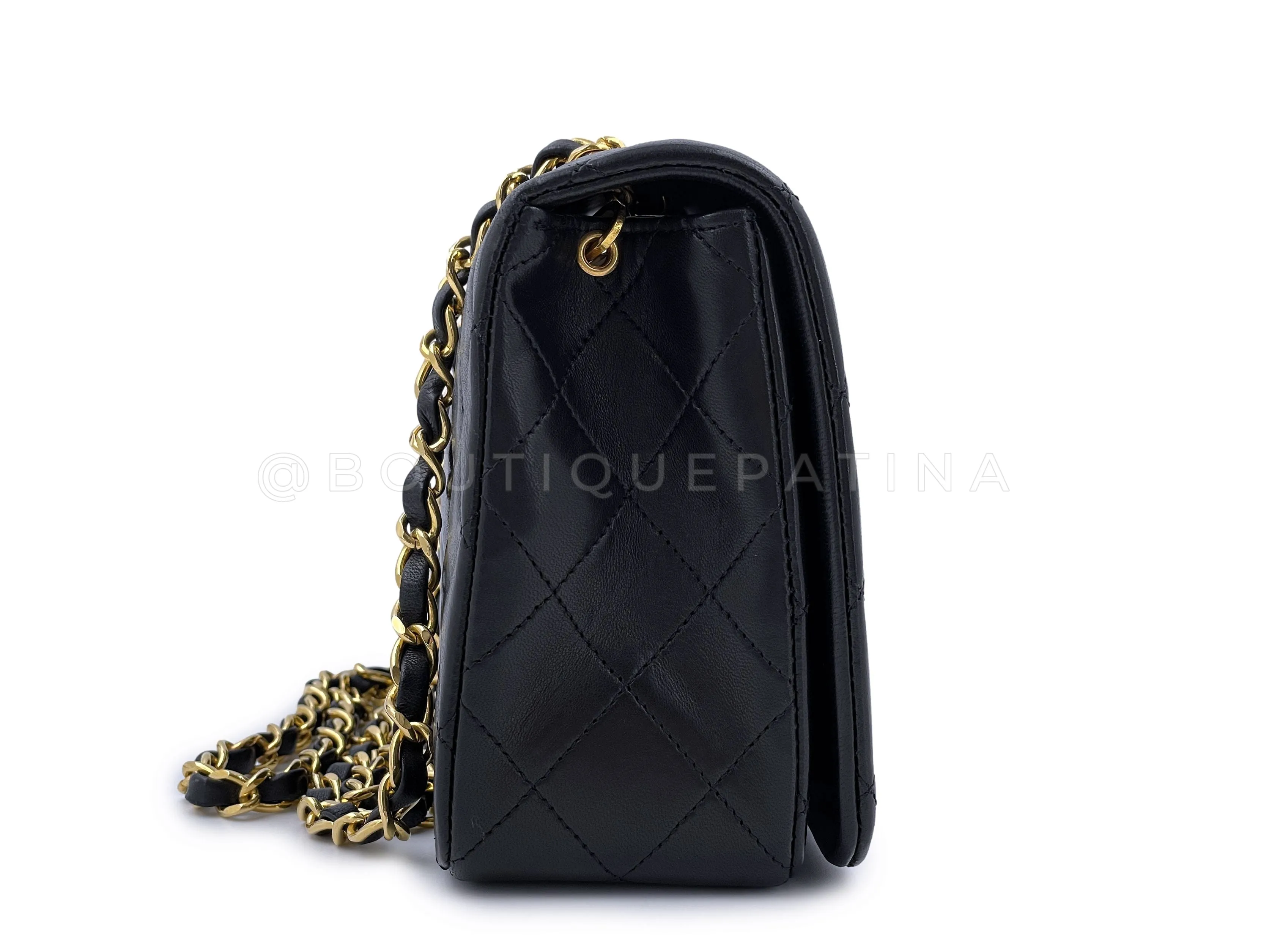Chanel 1989 Vintage Black Lambskin Full Flap Bag 24k GHW