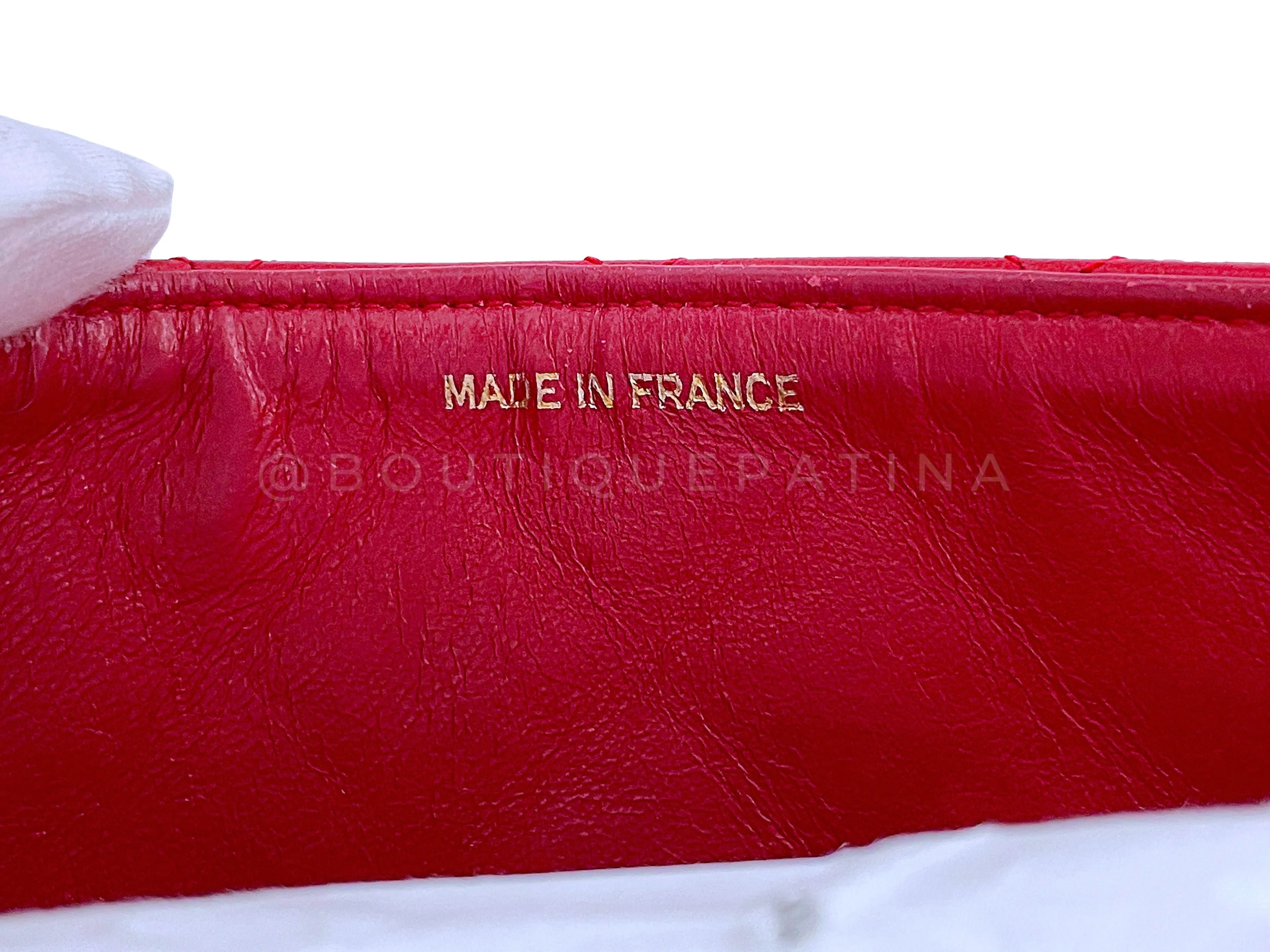 Chanel 1989 Vintage Red 20cm Mini Classic Flap Bag 24k GHW