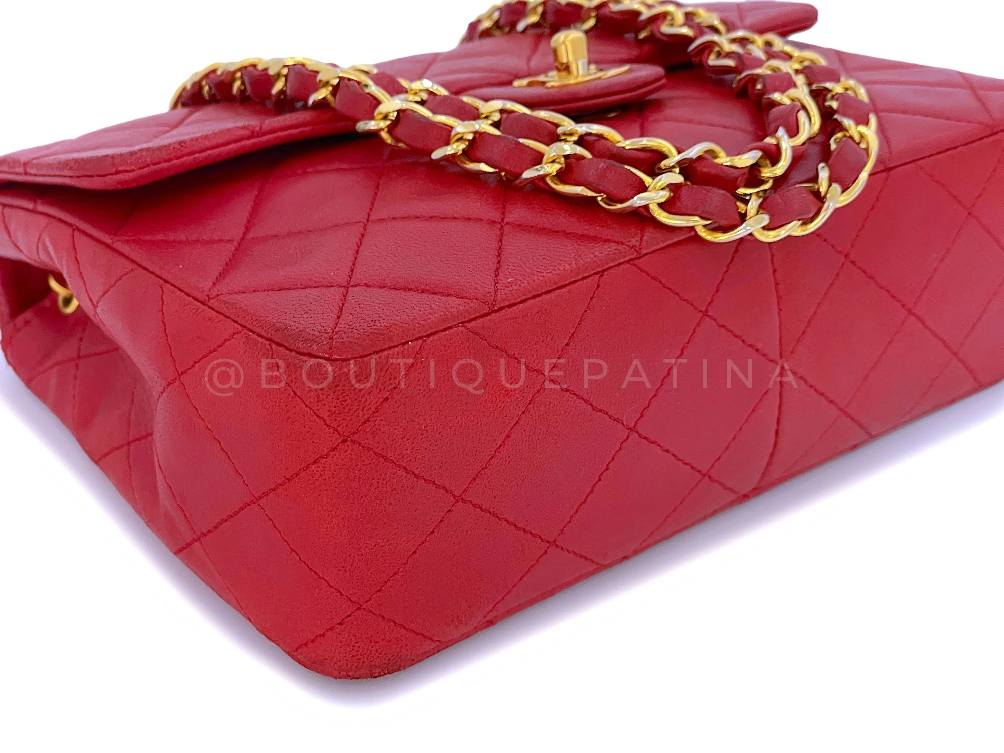 Chanel 1989 Vintage Red 20cm Mini Classic Flap Bag 24k GHW