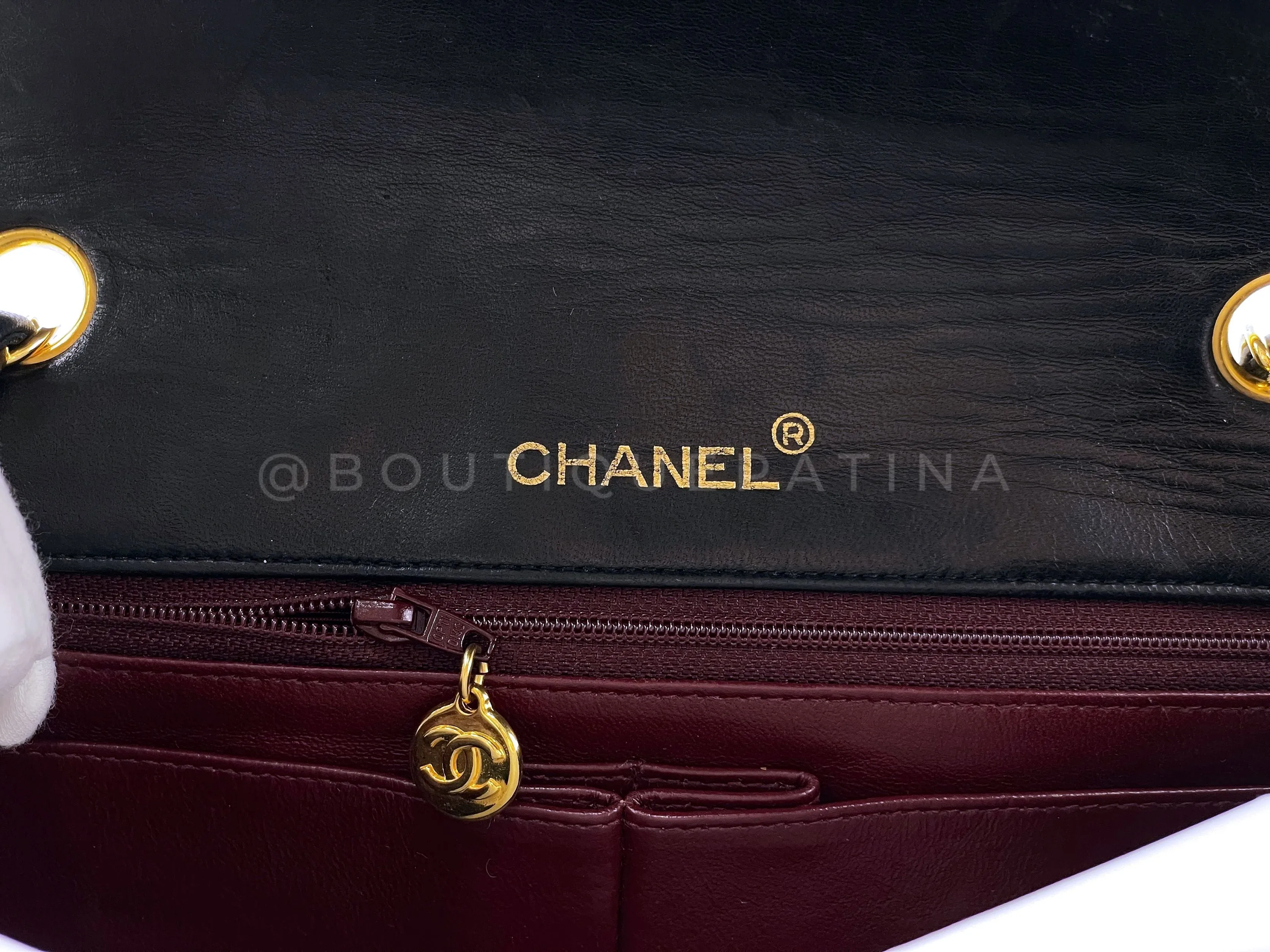 Chanel 1990 Vintage Black Full Flap Bag 24k GHW Lambskin