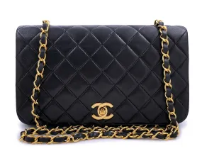 Chanel 1990 Vintage Black Full Flap Bag 24k GHW Lambskin Chanel 1990 Vintage Black Full Flap Bag 24k GHW Lambskin