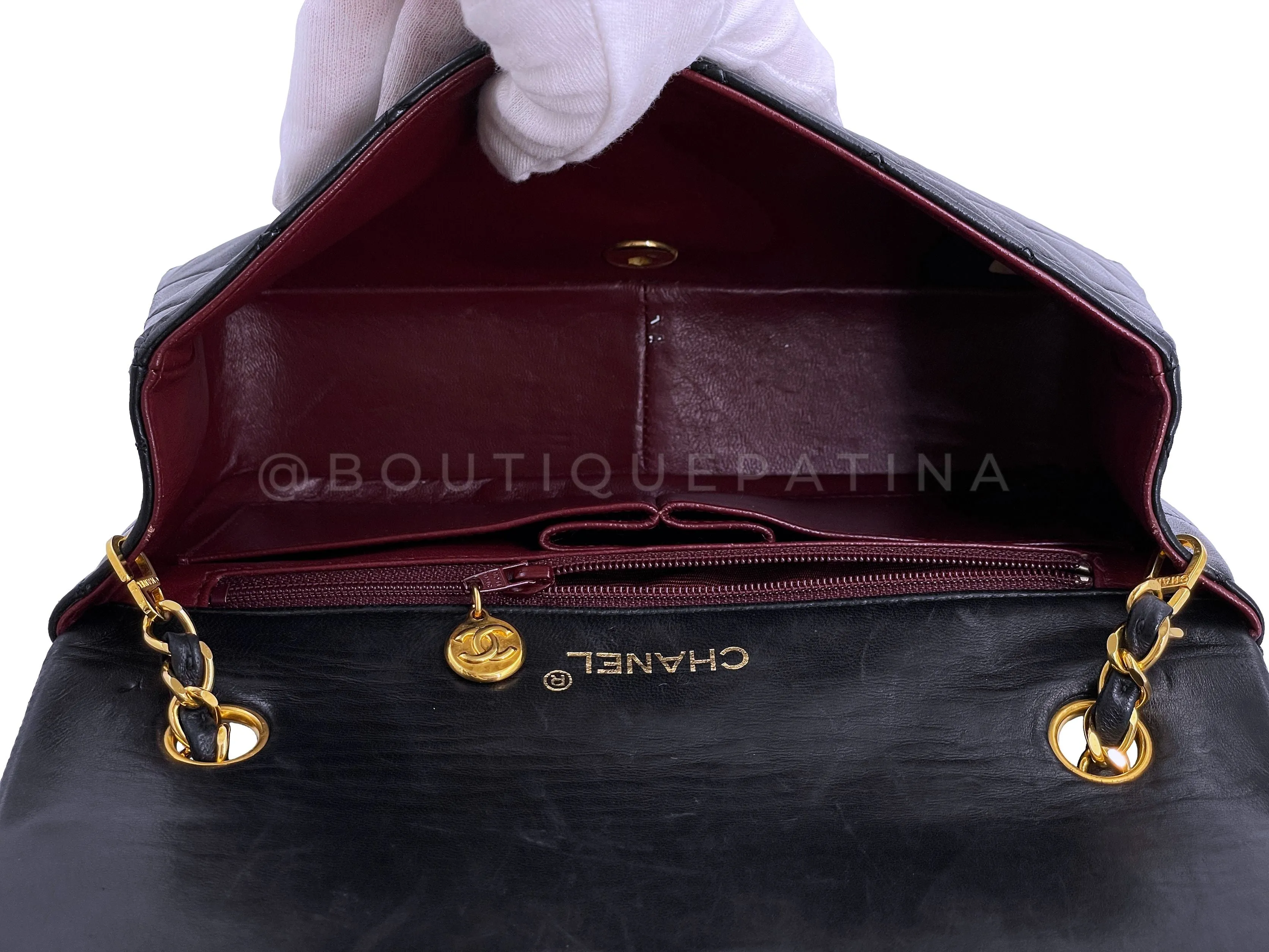 Chanel 1990 Vintage Black Full Flap Bag 24k GHW Lambskin