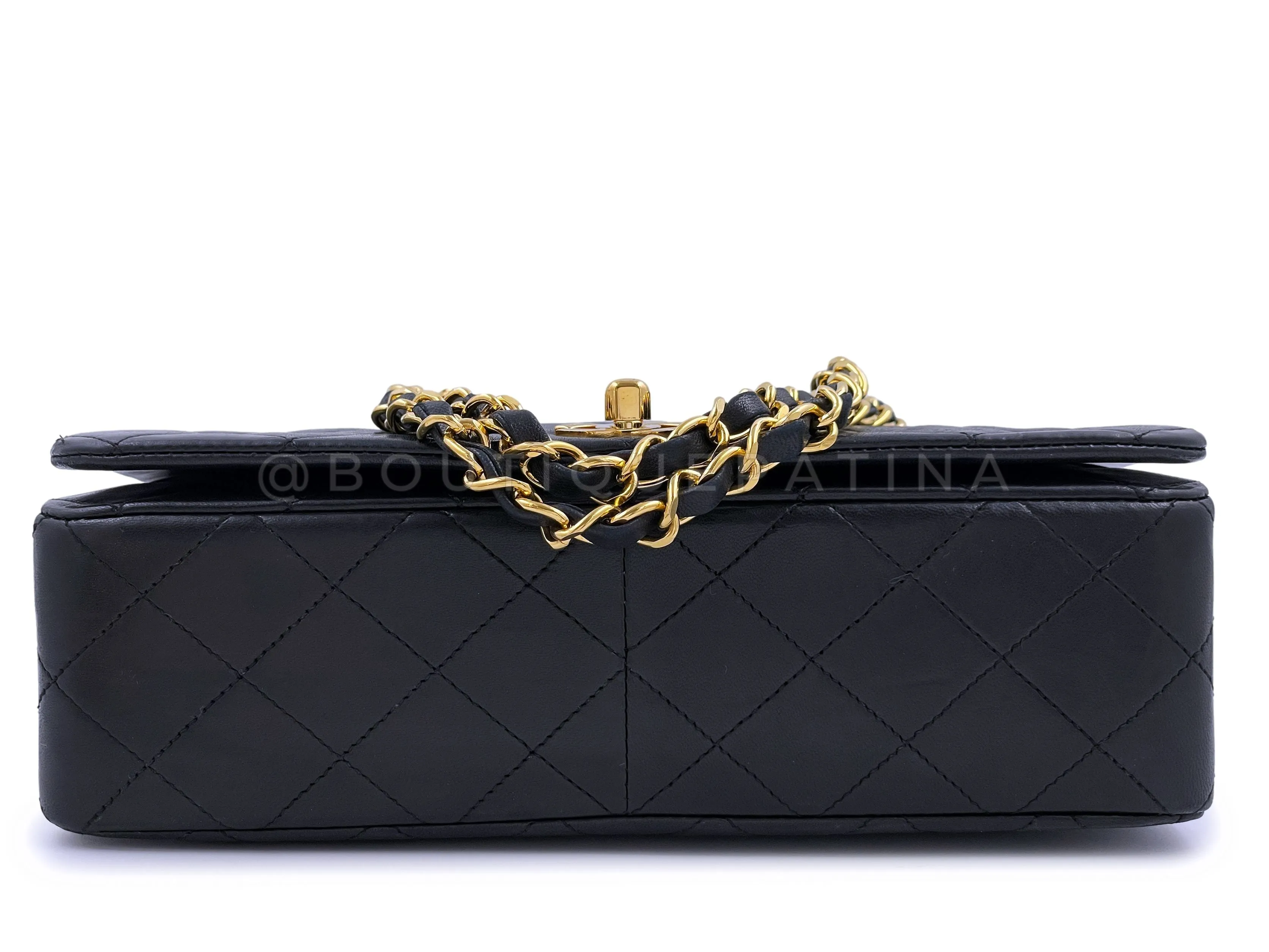 Chanel 1990 Vintage Black Full Flap Bag 24k GHW Lambskin