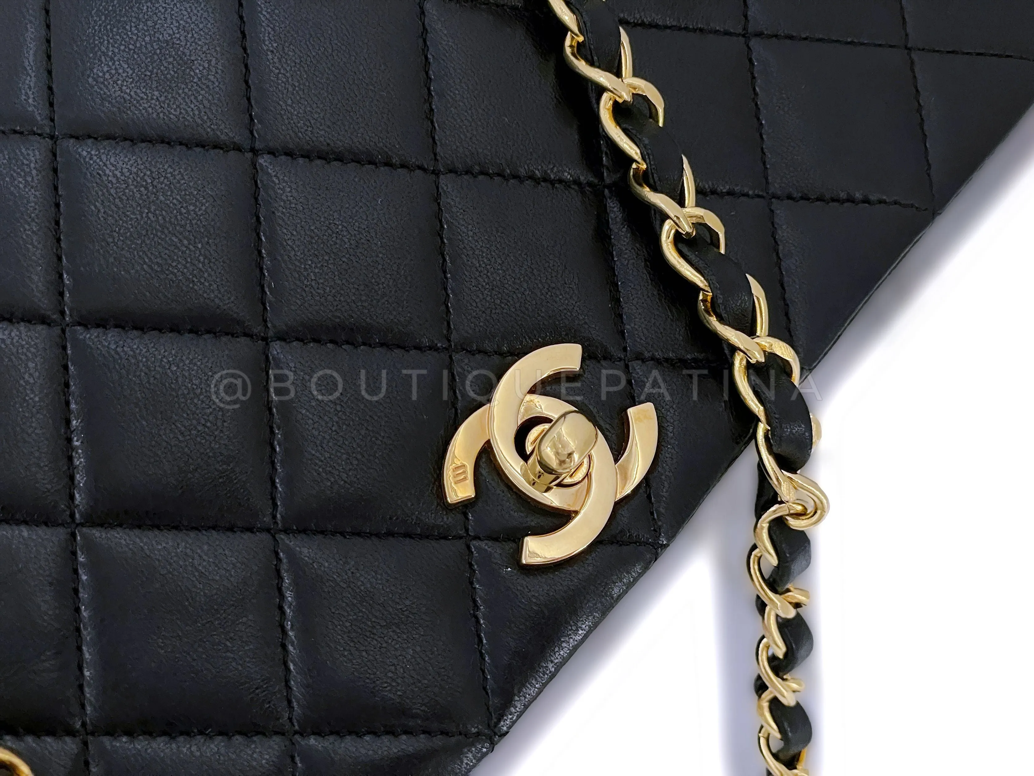 Chanel 1990 Vintage Black Timeless Full Flap Bag 24k GHW Lambskin
