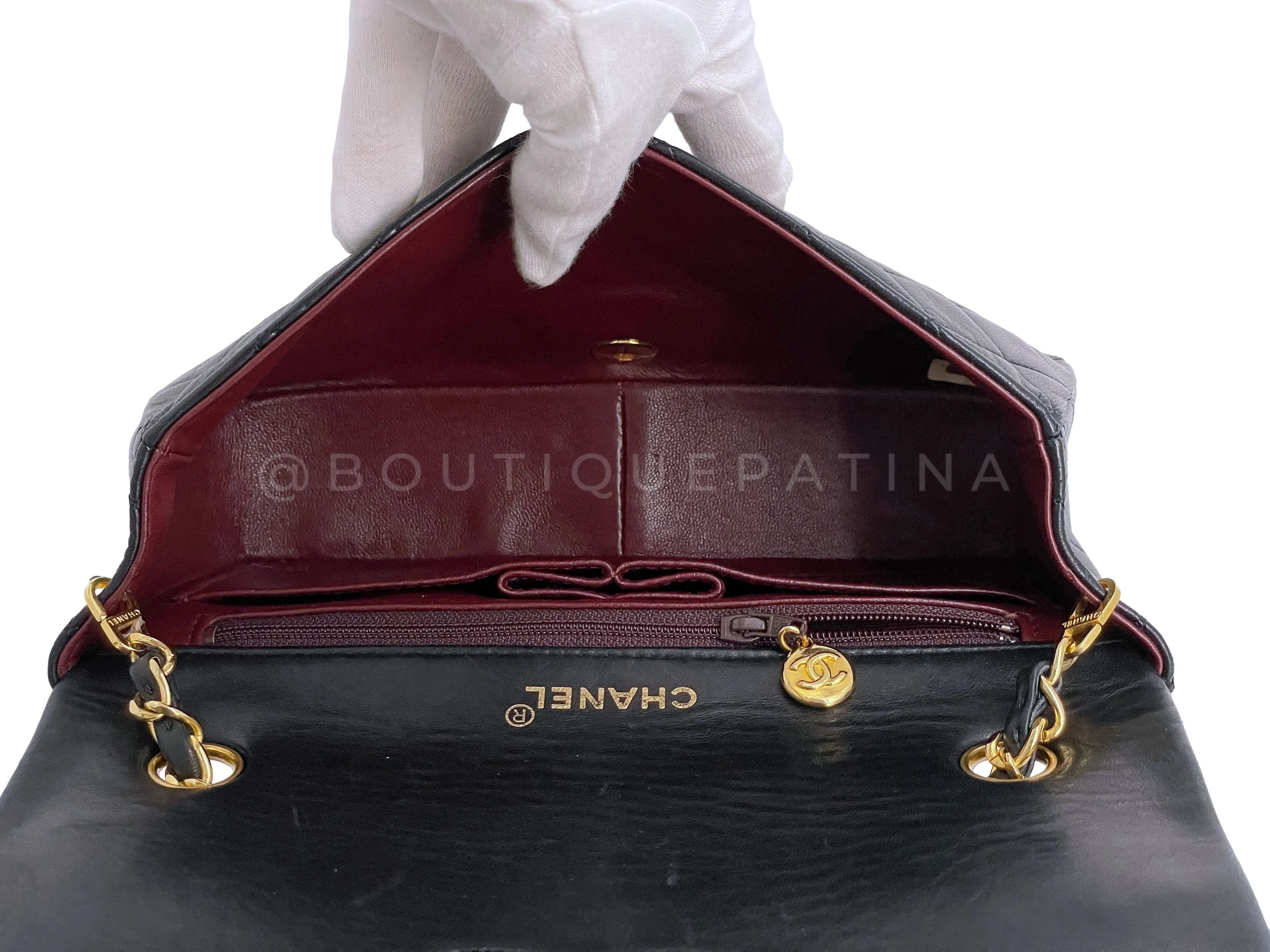 Chanel 1990 Vintage Black Timeless Full Flap Bag 24k GHW Lambskin