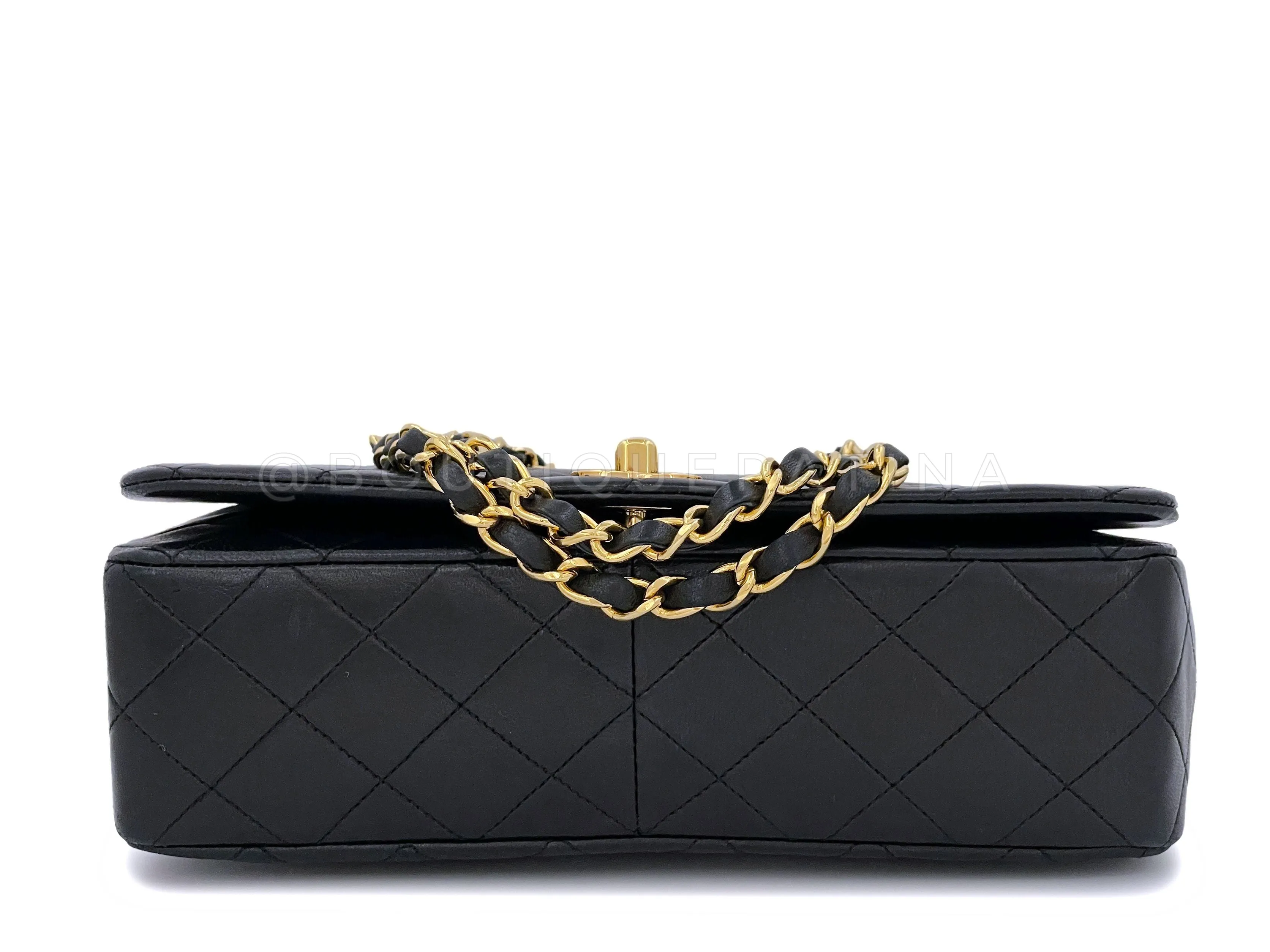 Chanel 1990 Vintage Black Timeless Full Flap Bag 24k GHW Lambskin