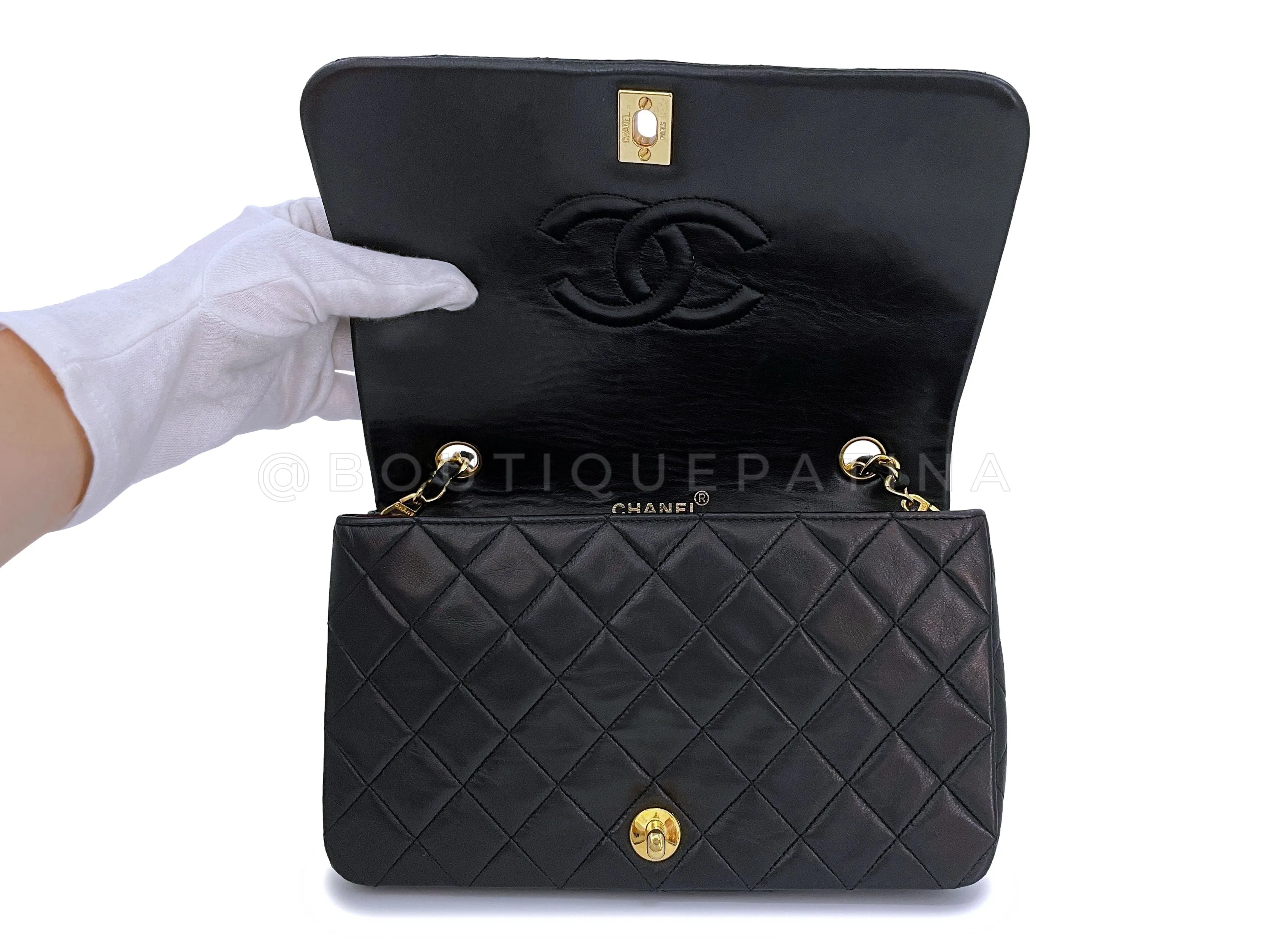 Chanel 1990 Vintage Black Timeless Full Flap Bag 24k GHW Lambskin