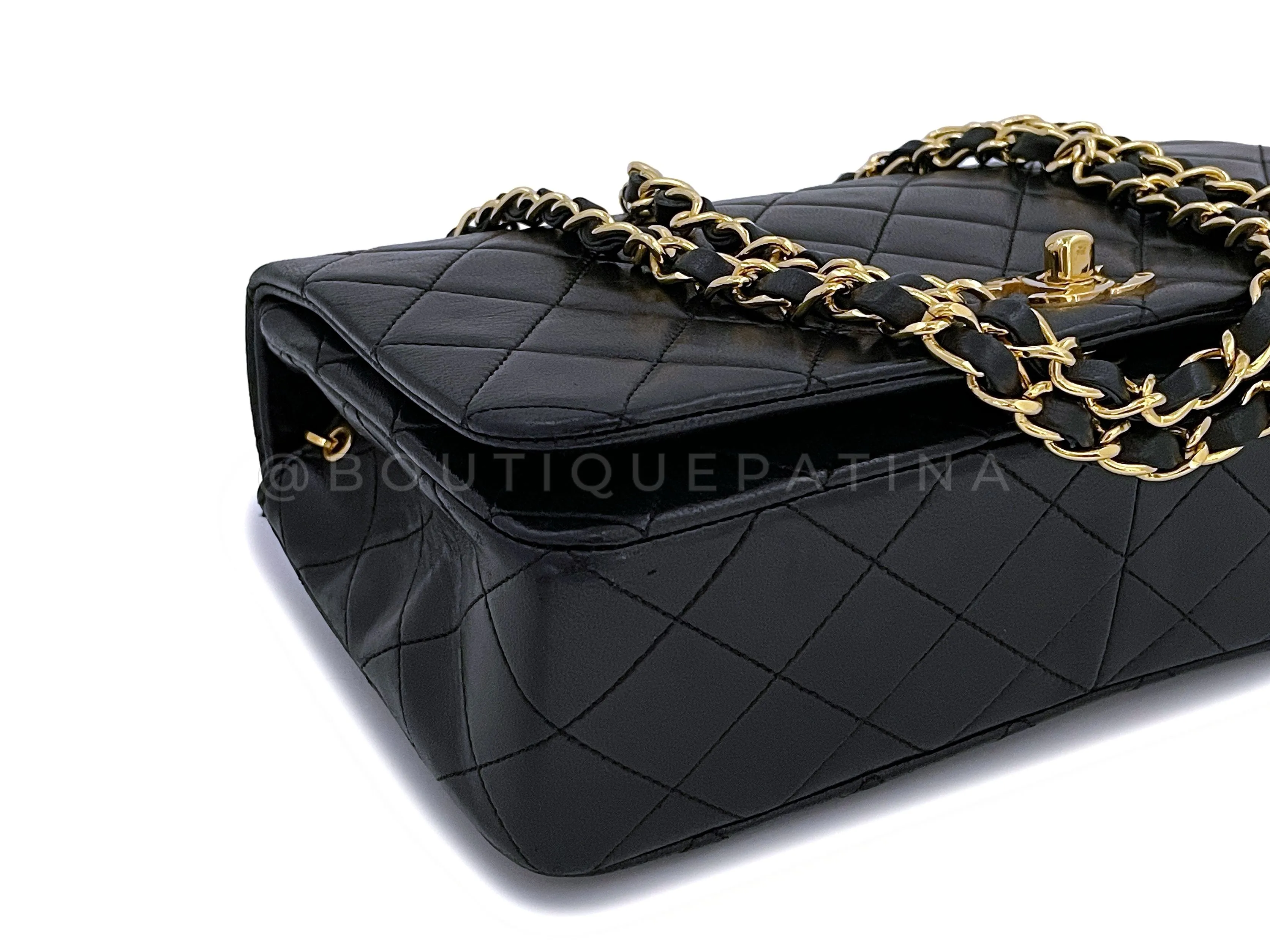 Chanel 1990 Vintage Black Timeless Full Flap Bag 24k GHW Lambskin