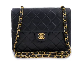 Chanel 1991 Vintage Black 20cm Square Mini Flap Bag 24k GHW Chanel 1991 Vintage Black 20cm Square Mini Flap Bag 24k GHW