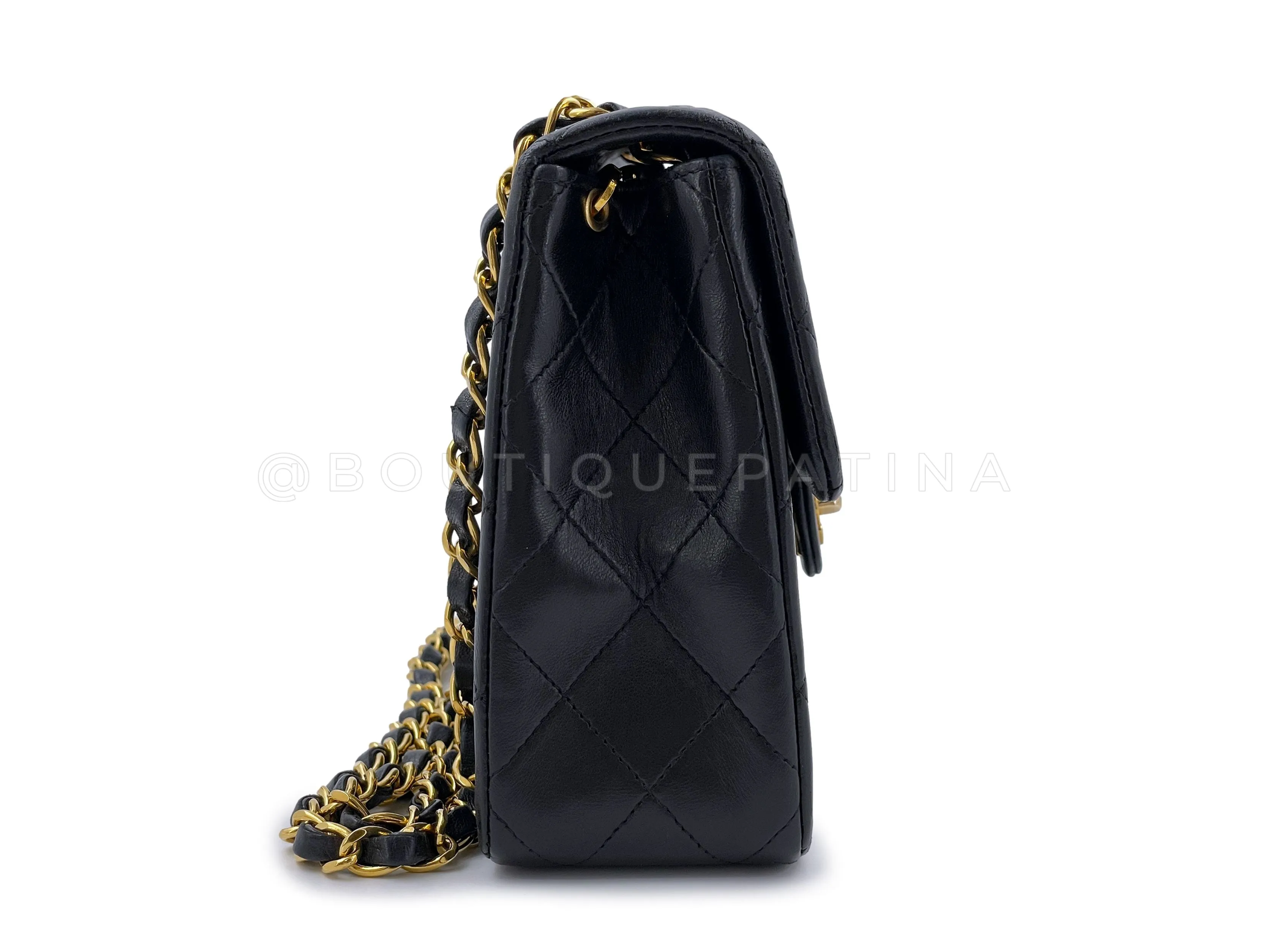 Chanel 1991 Vintage Black 20cm Square Mini Flap Bag 24k GHW