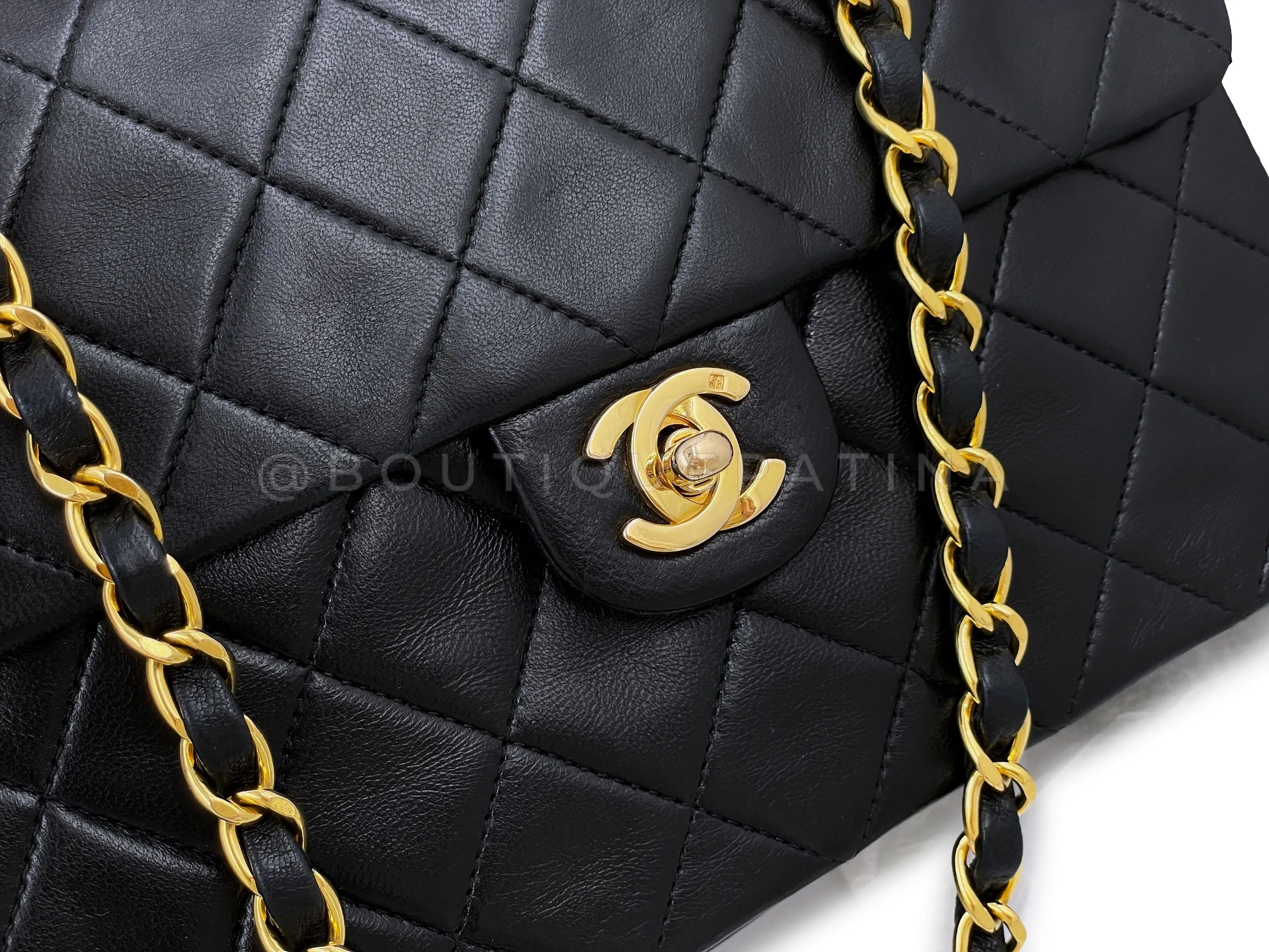 Chanel 1991 Vintage Black 20cm Square Mini Flap Bag 24k GHW