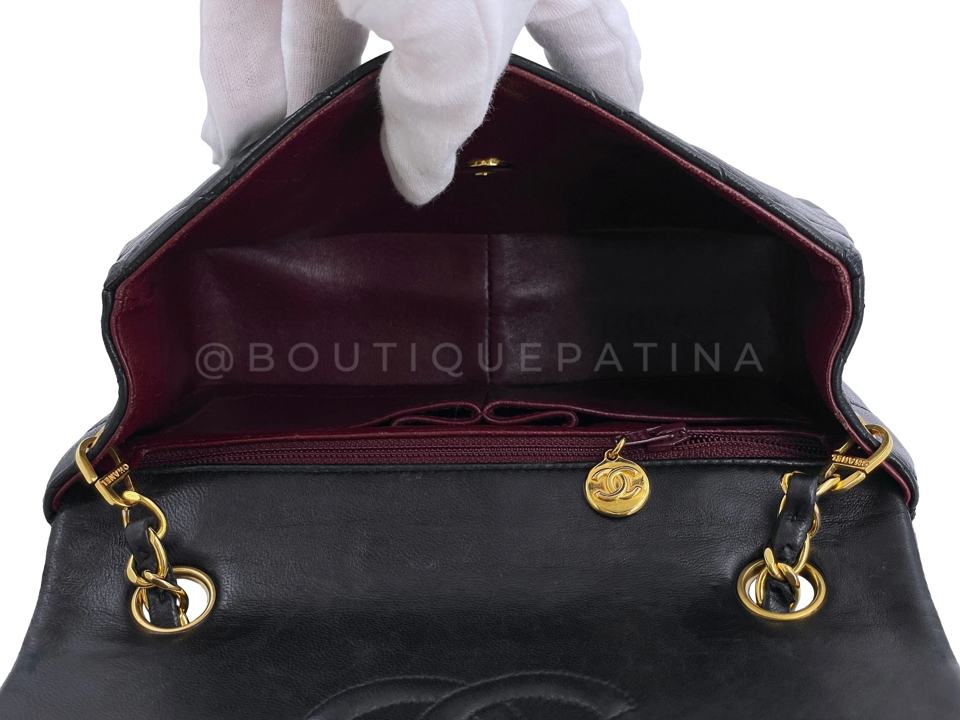 Chanel 1991 Vintage Black 20cm Square Mini Flap Bag 24k GHW