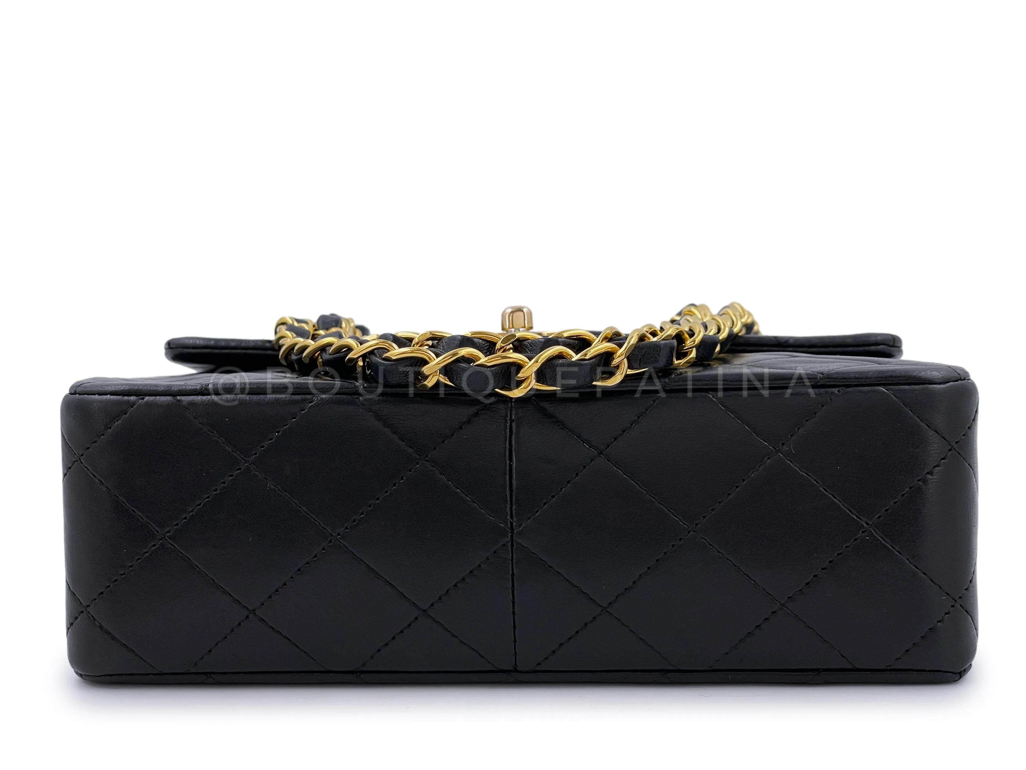 Chanel 1991 Vintage Black 20cm Square Mini Flap Bag 24k GHW