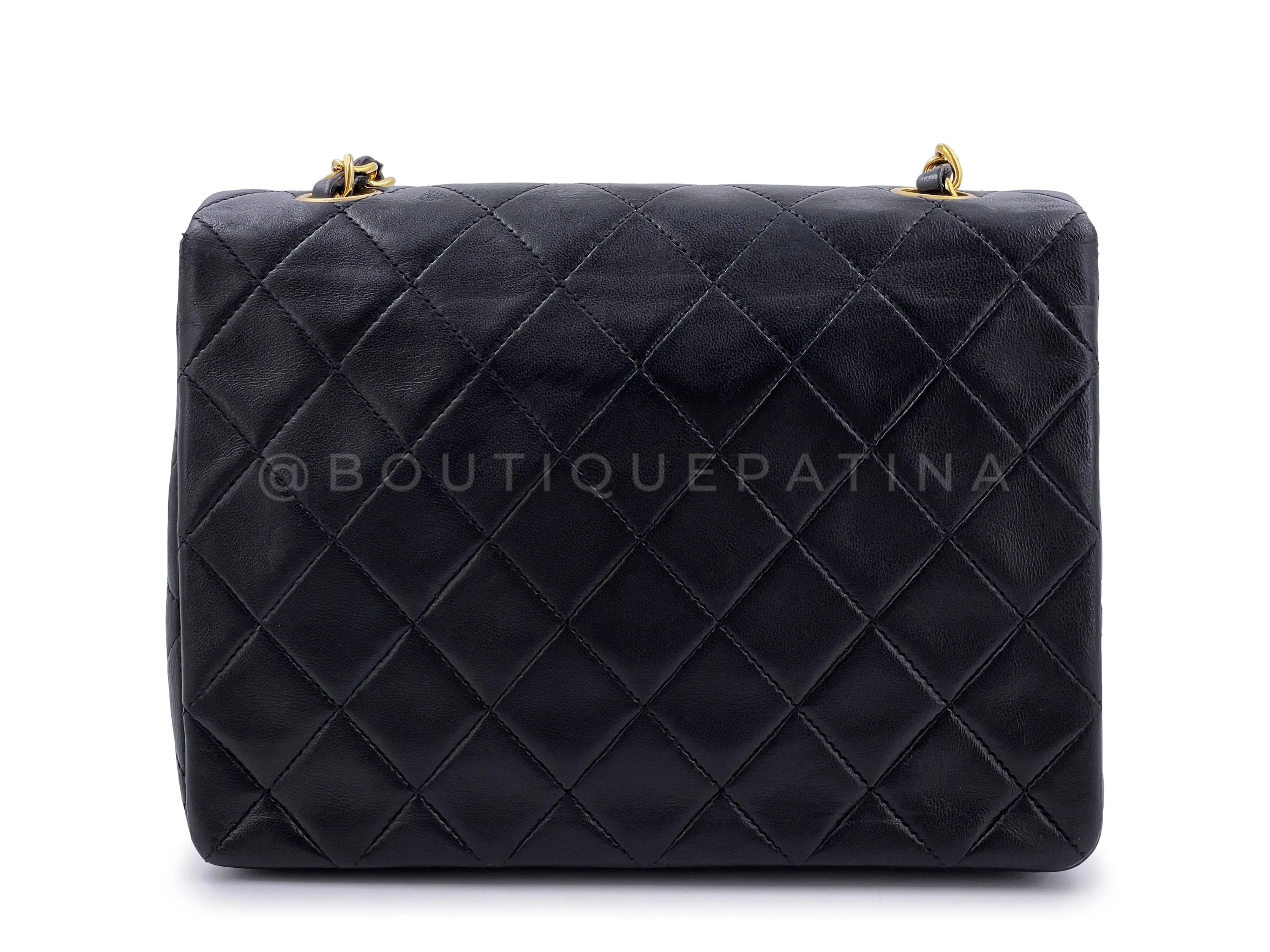 Chanel 1991 Vintage Black 20cm Square Mini Flap Bag 24k GHW