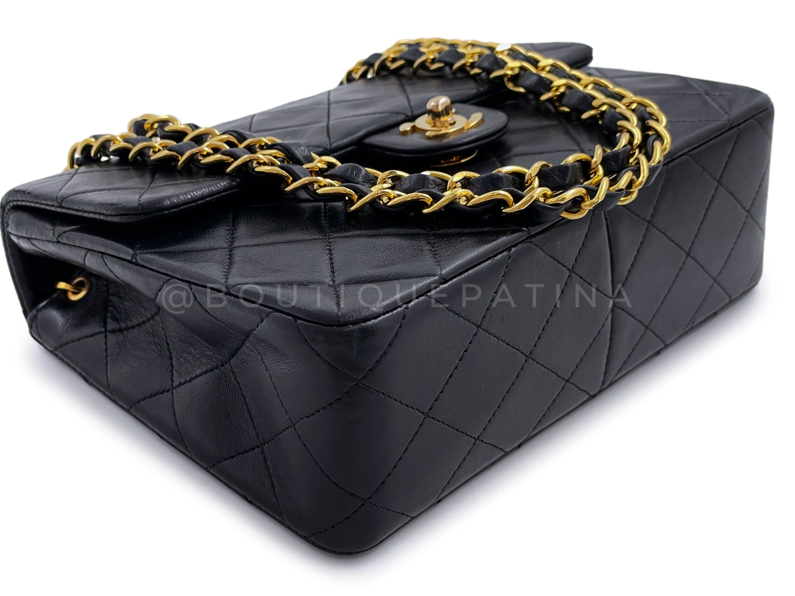 Chanel 1991 Vintage Black 20cm Square Mini Flap Bag 24k GHW