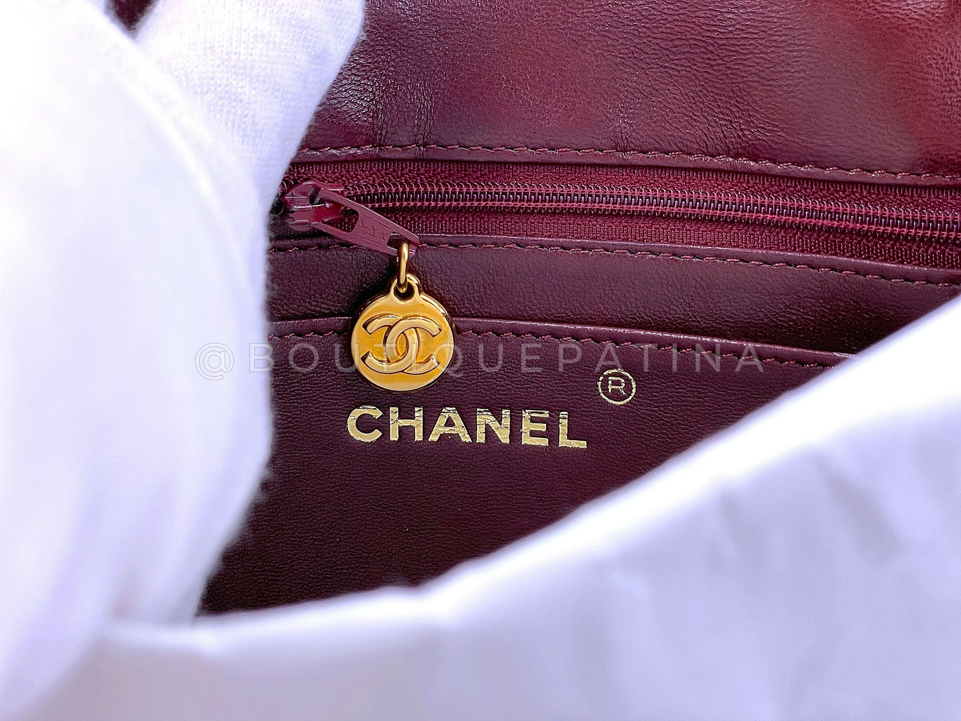 Chanel 1996 Vintage Burgundy Alligator Crocodile Square Mini Flap Bag 24k GHW