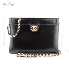 CHANEL Calfskin French Frame Clutch with Chain CHANEL Calfskin French Frame Clutch with Chain