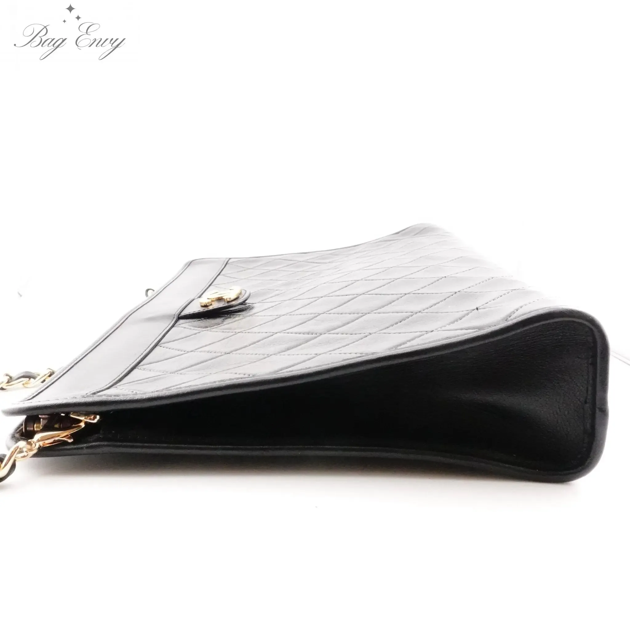 CHANEL Lambskin French Frame Clutch with Added Chain