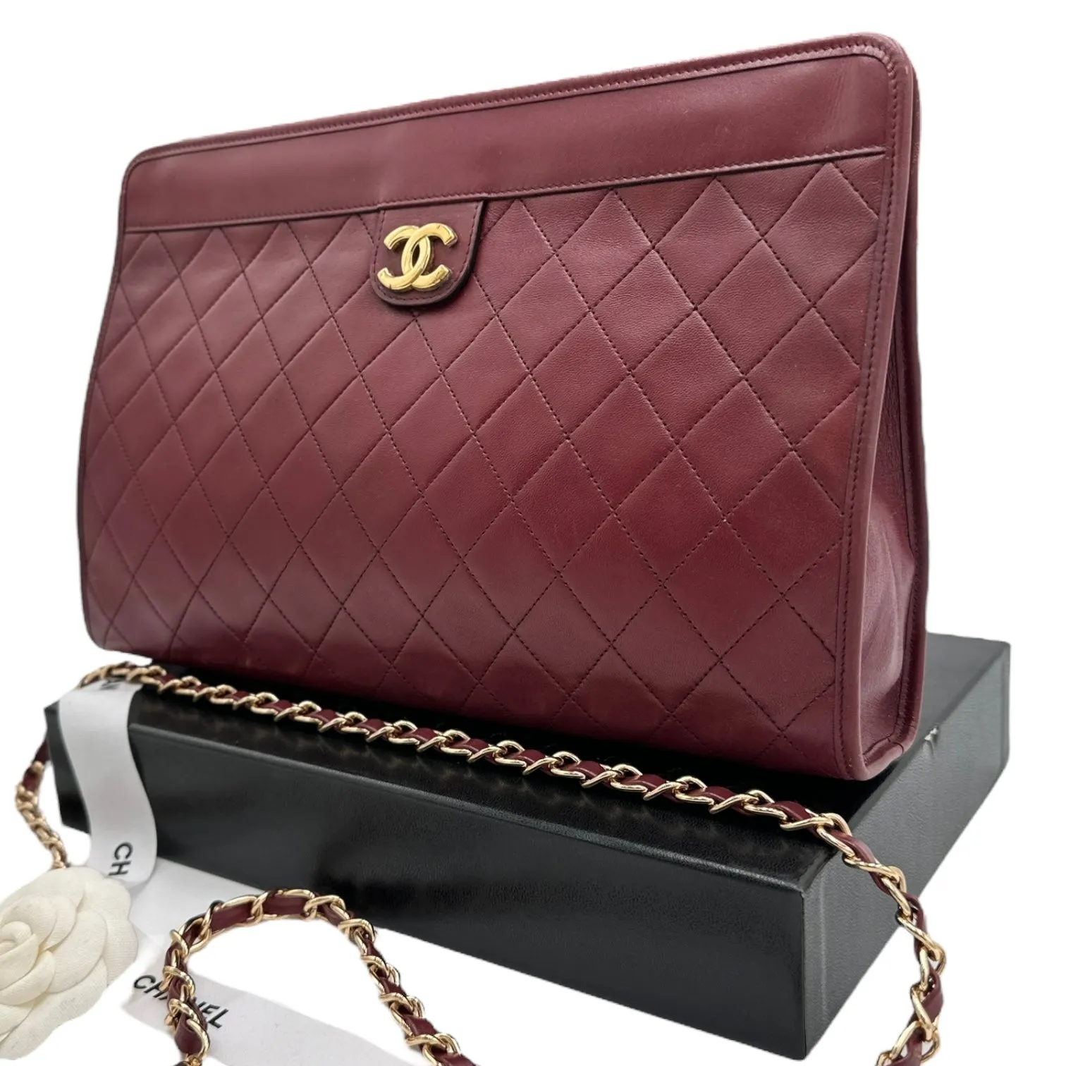 CHANEL Lambskin French Frame Clutch