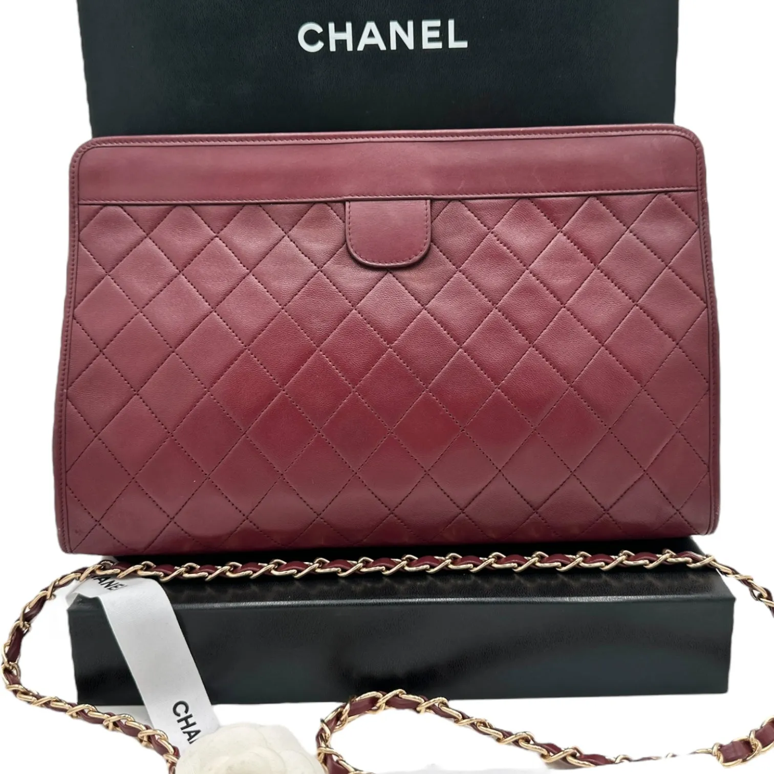 CHANEL Lambskin French Frame Clutch