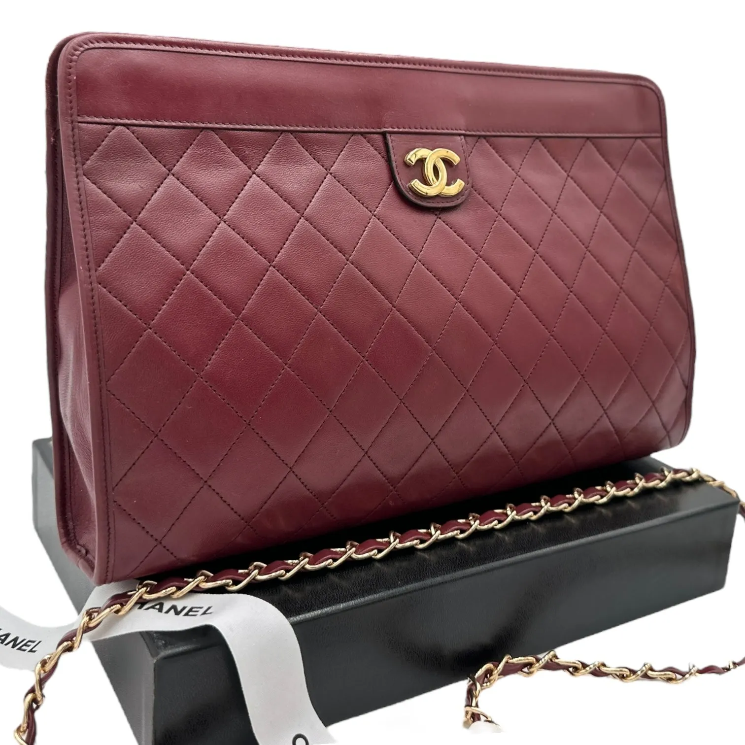 CHANEL Lambskin French Frame Clutch